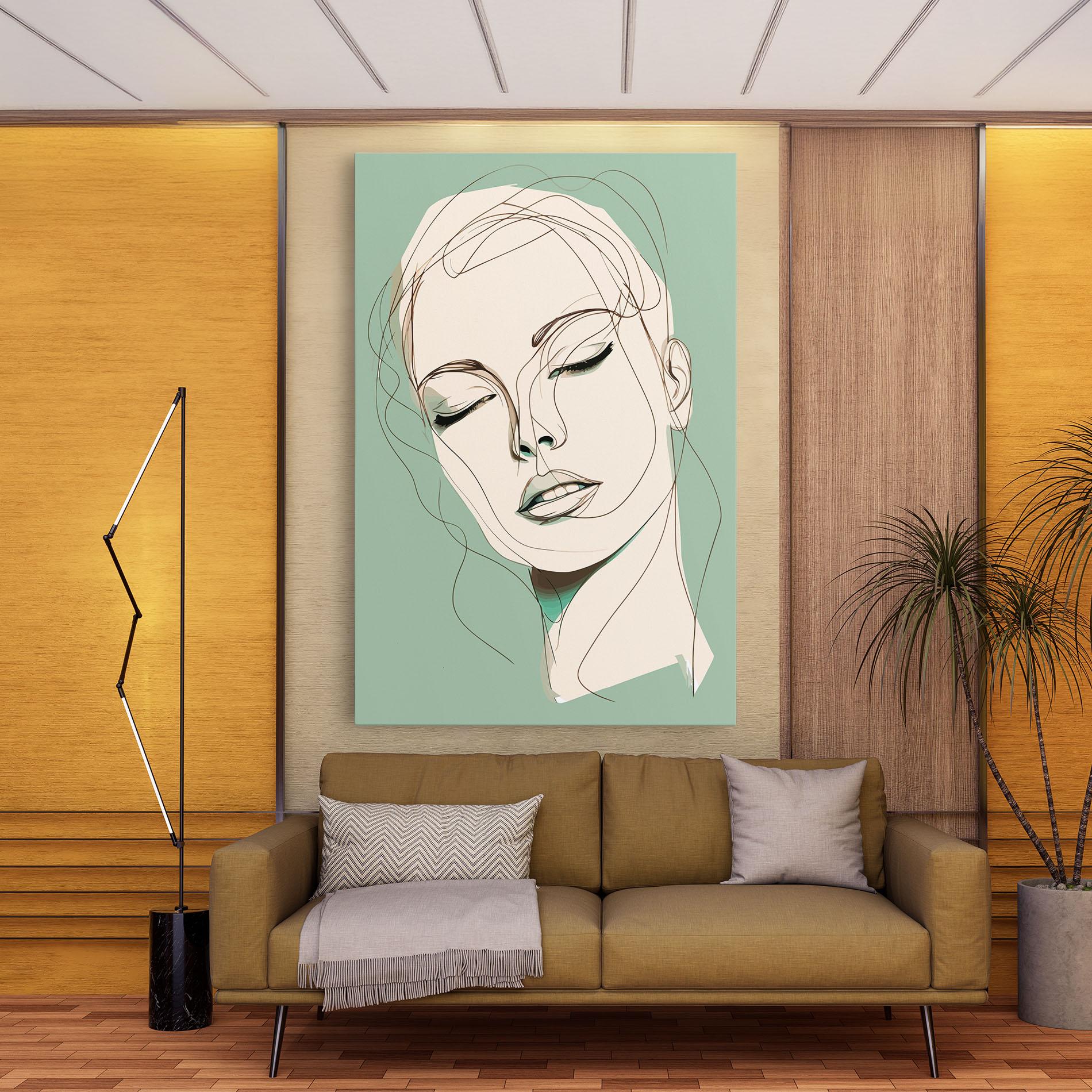 Obraz na Płótnie Green White Face mockup 9