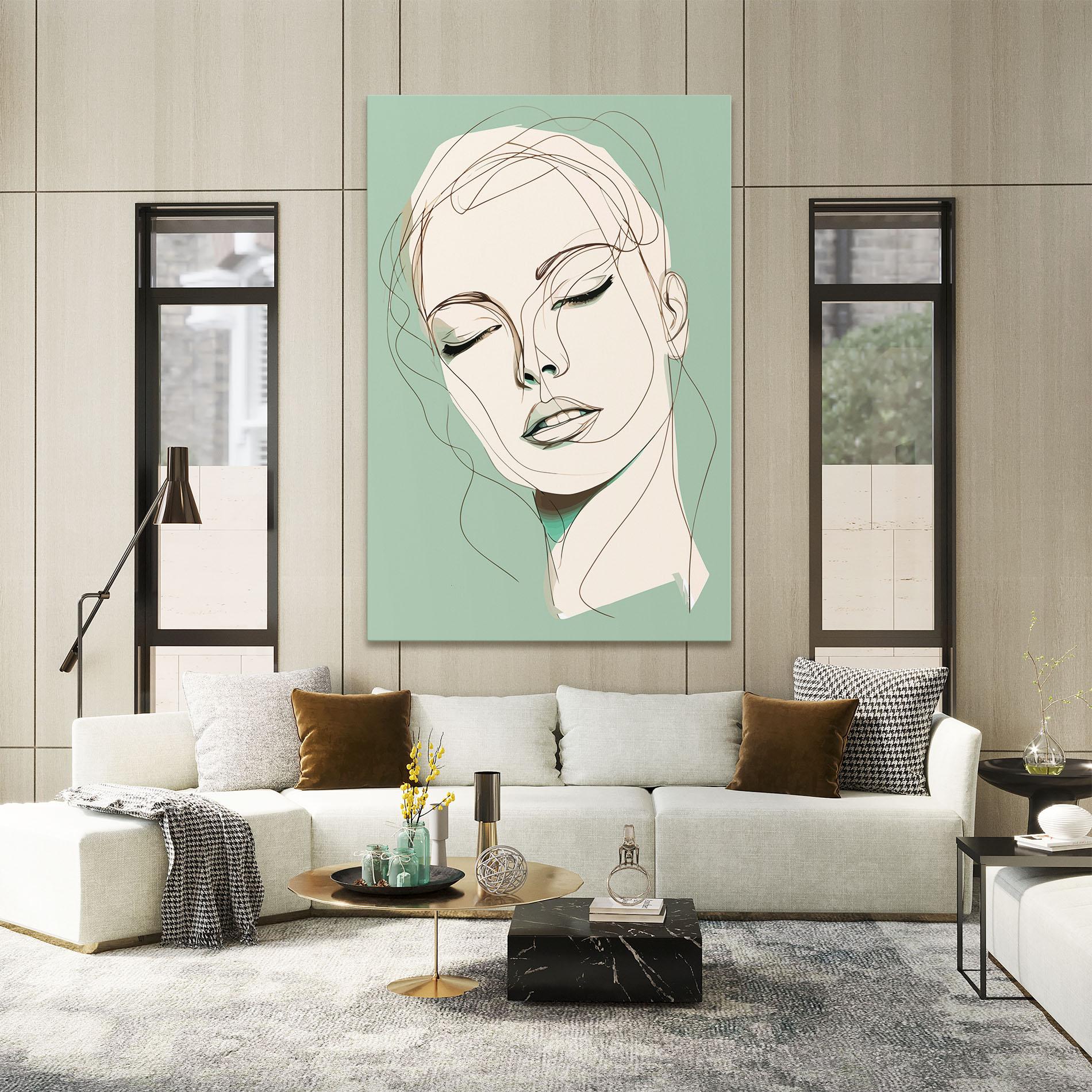 Obraz na Płótnie Green White Face mockup 2