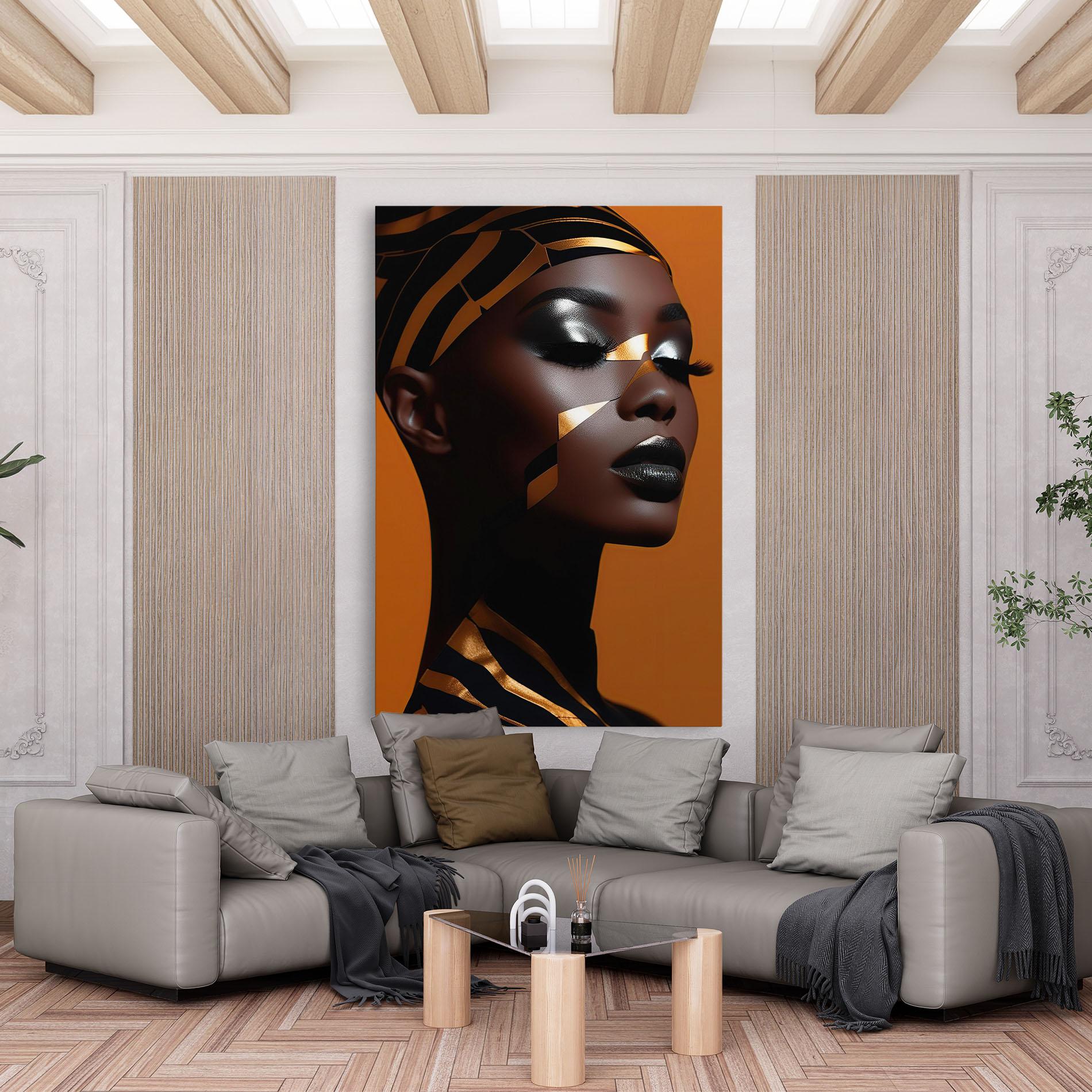 Obraz na Płótnie African Woman On Orange mockup 6