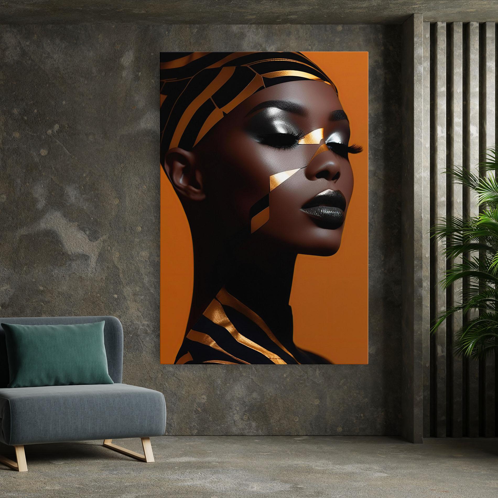 Obraz na Płótnie African Woman On Orange mockup 7