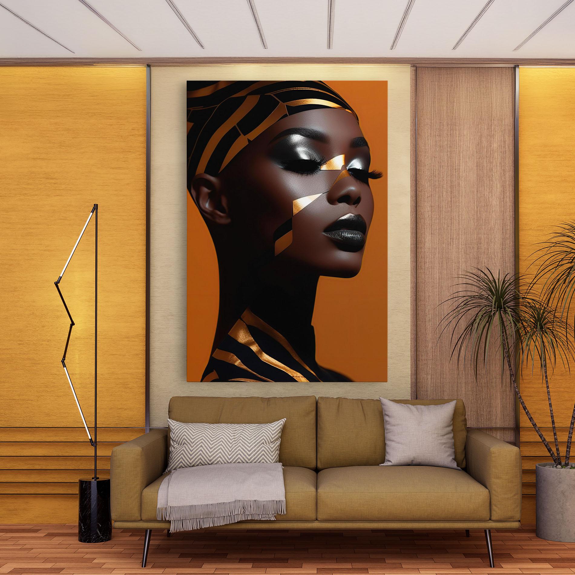 Obraz na Płótnie African Woman On Orange mockup 9