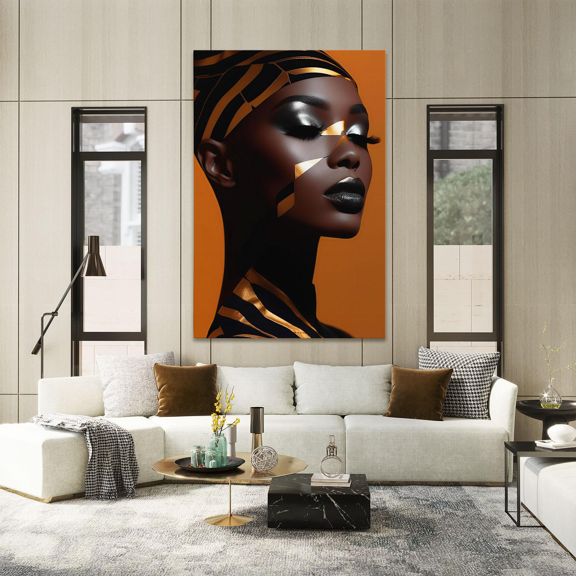 Obraz na Płótnie African Woman On Orange mockup 2