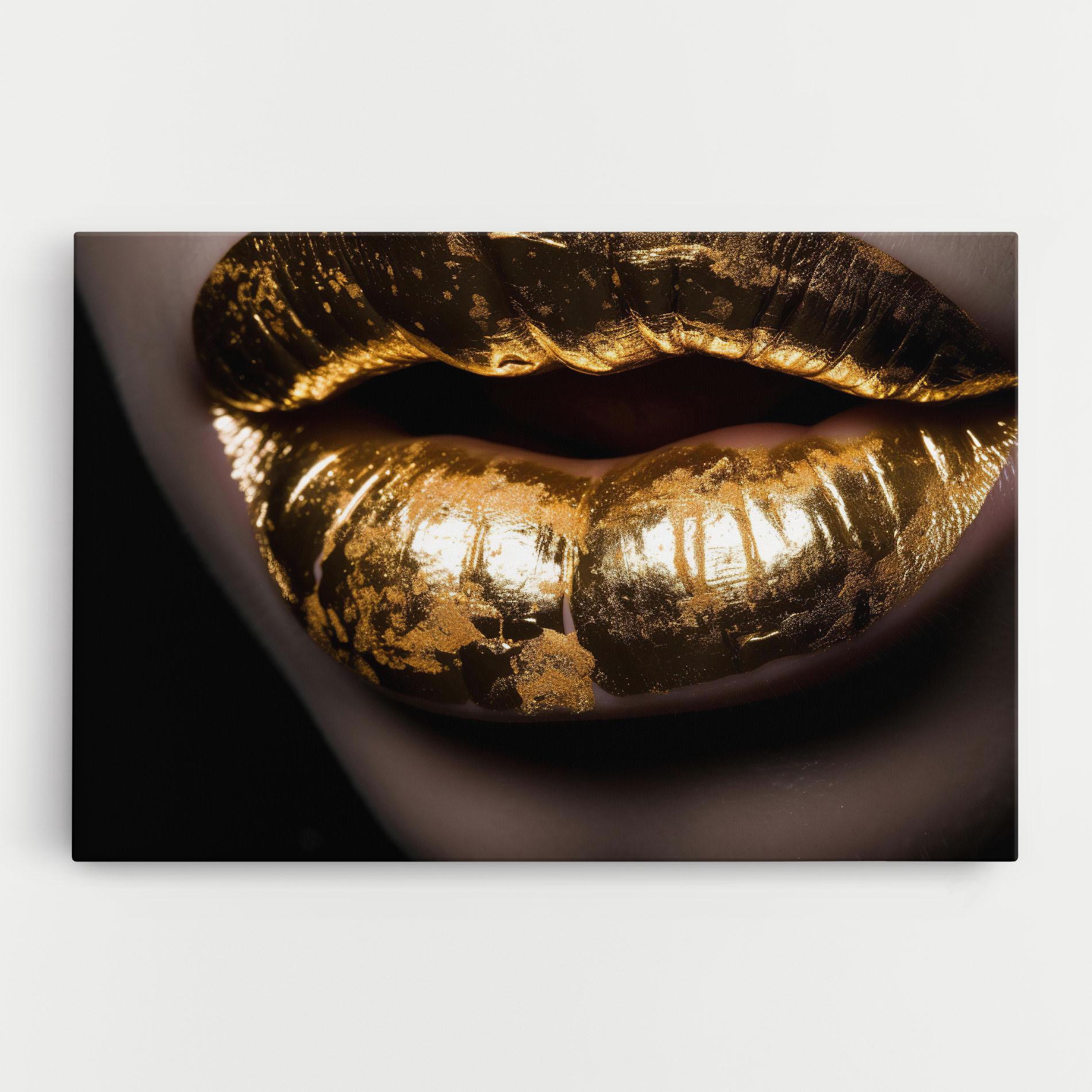 Obraz na Płótnie Big Gold Lips mockup 0