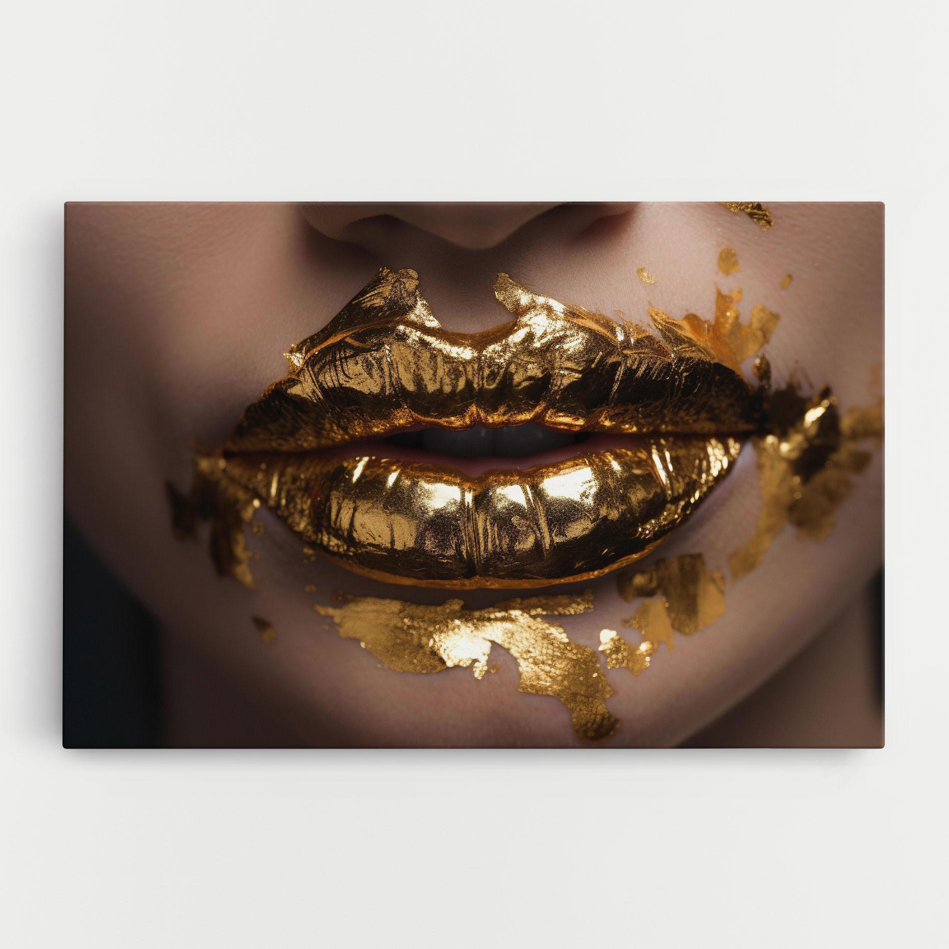 Obraz na Płótnie Close Gold Lips mockup 0