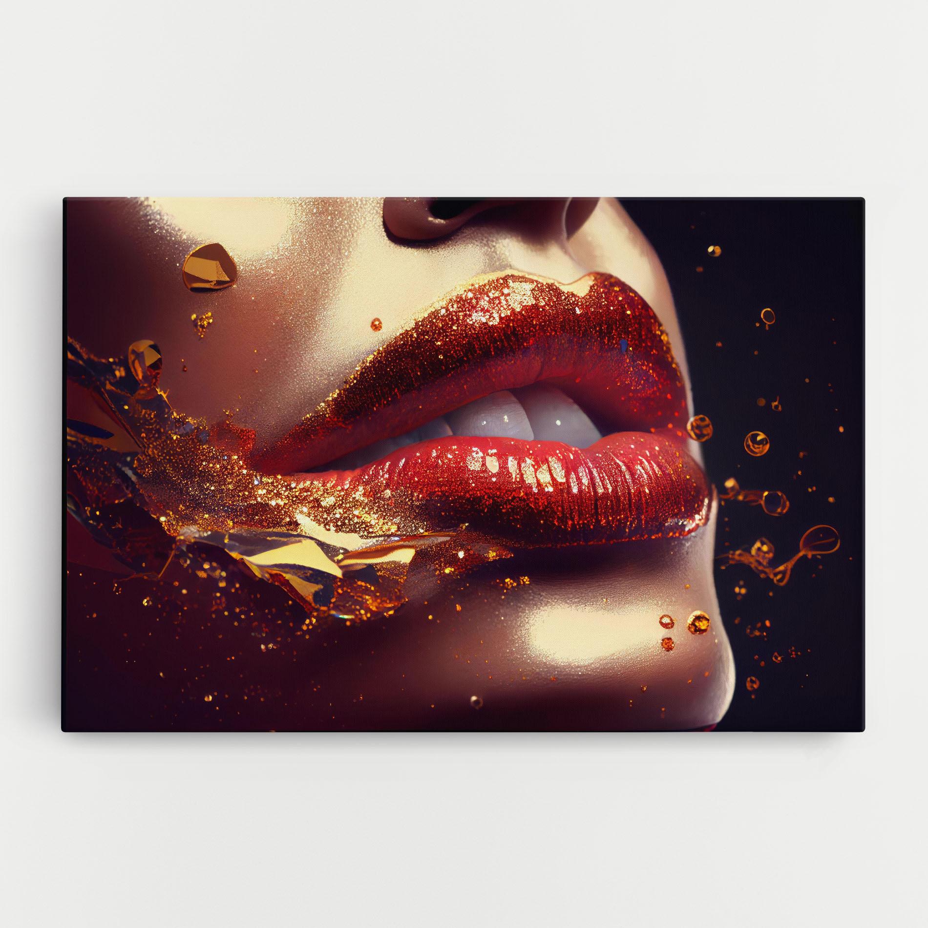 Obraz na Płótnie Gold Glitter Lips mockup 0