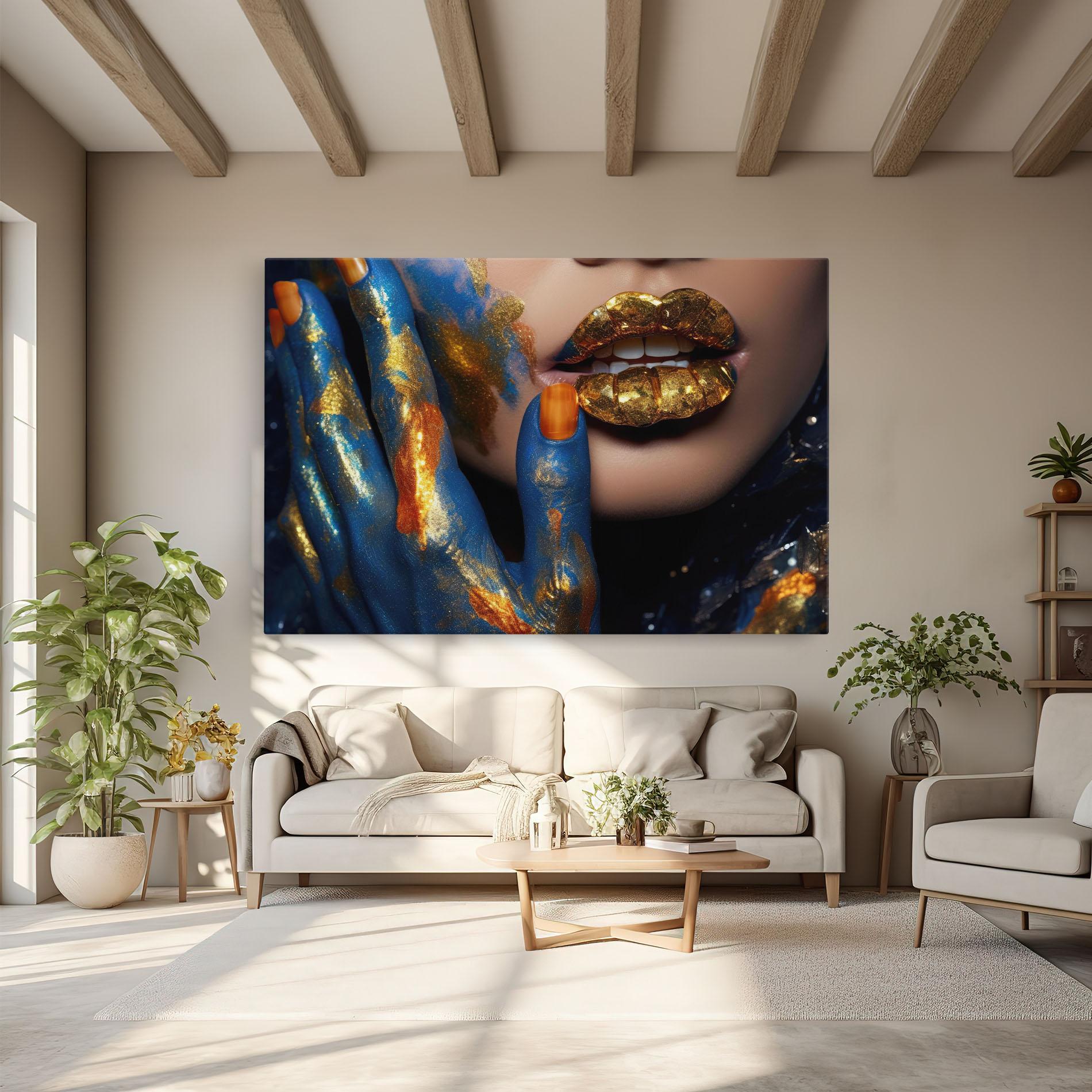 Obraz na Płótnie Blue Hand Lips mockup 6