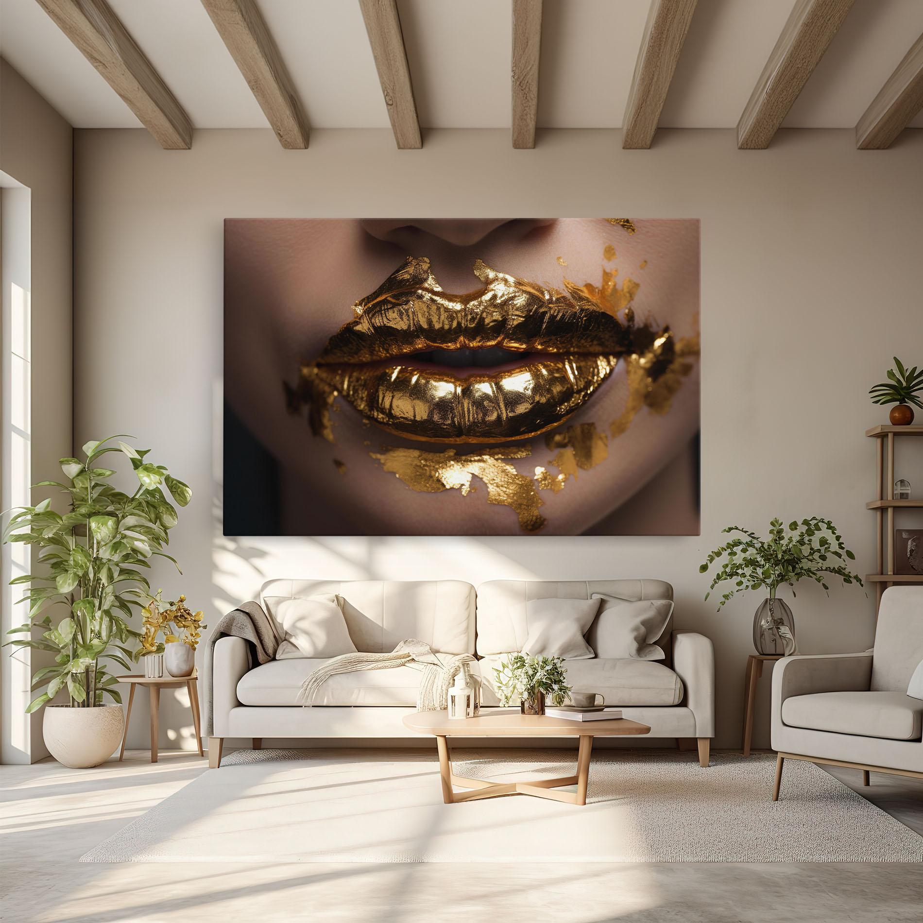 Obraz na Płótnie Close Gold Lips mockup 6