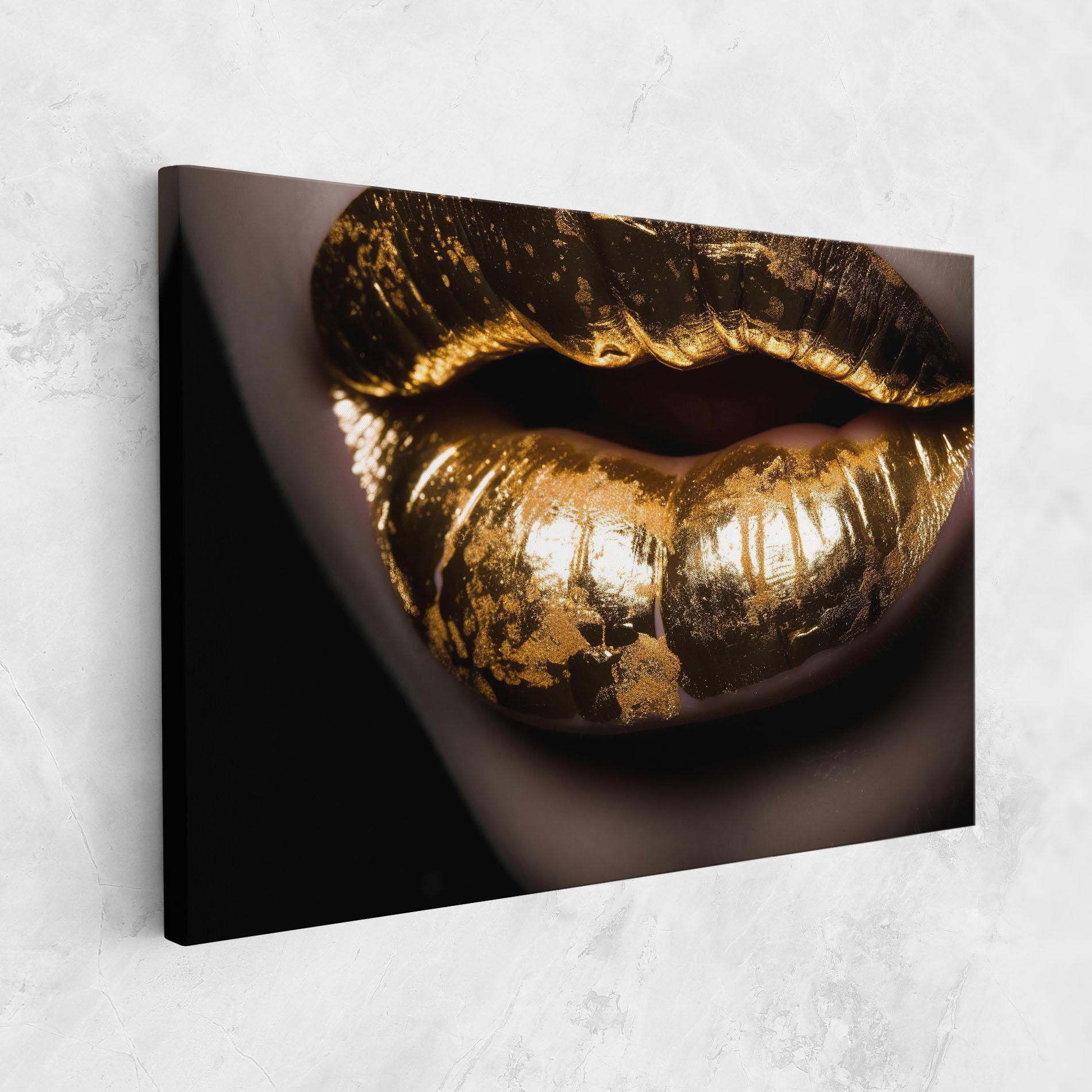 Obraz na Płótnie Big Gold Lips mockup 1
