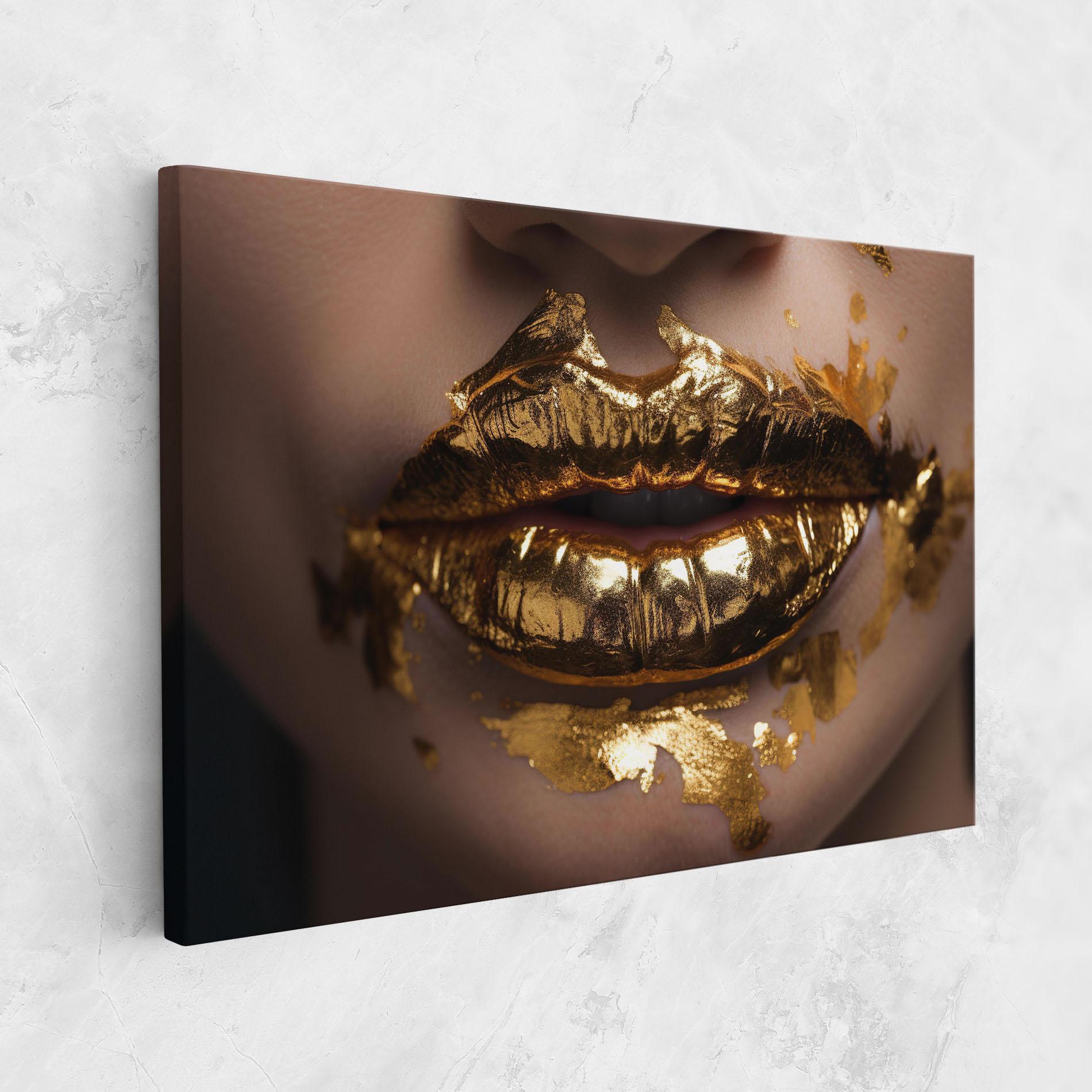 Obraz na Płótnie Close Gold Lips mockup 1