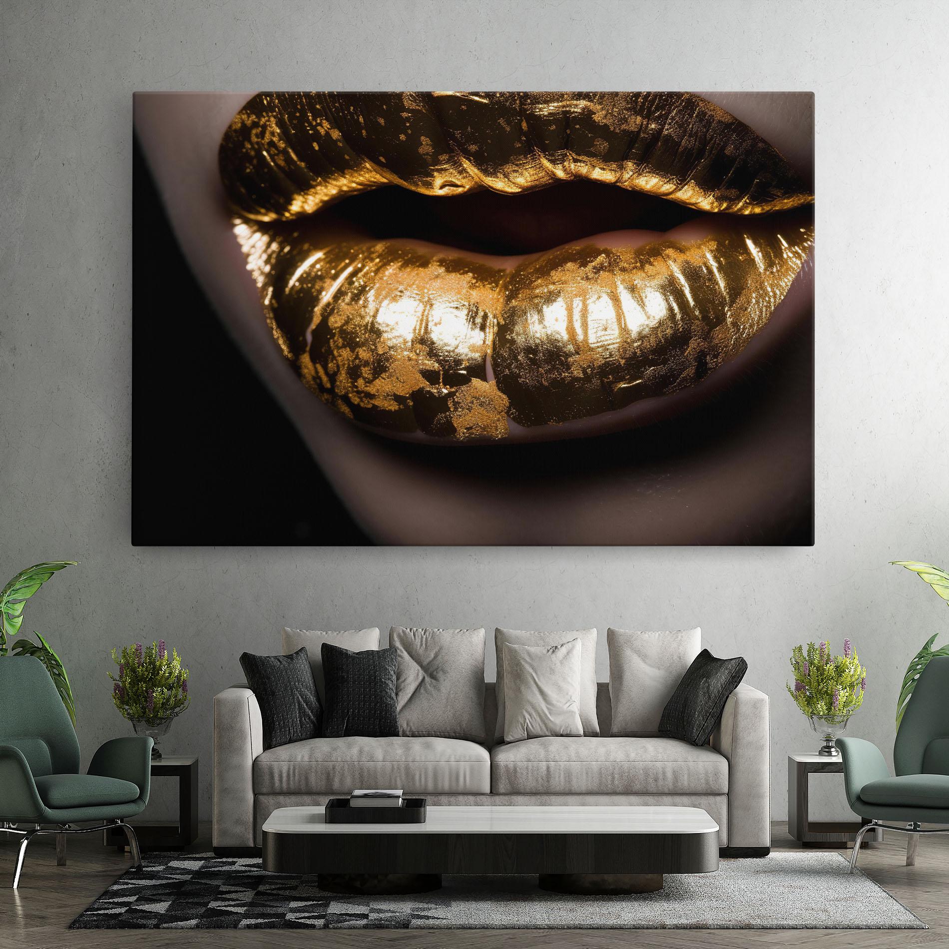 Obraz na Płótnie Big Gold Lips mockup 7