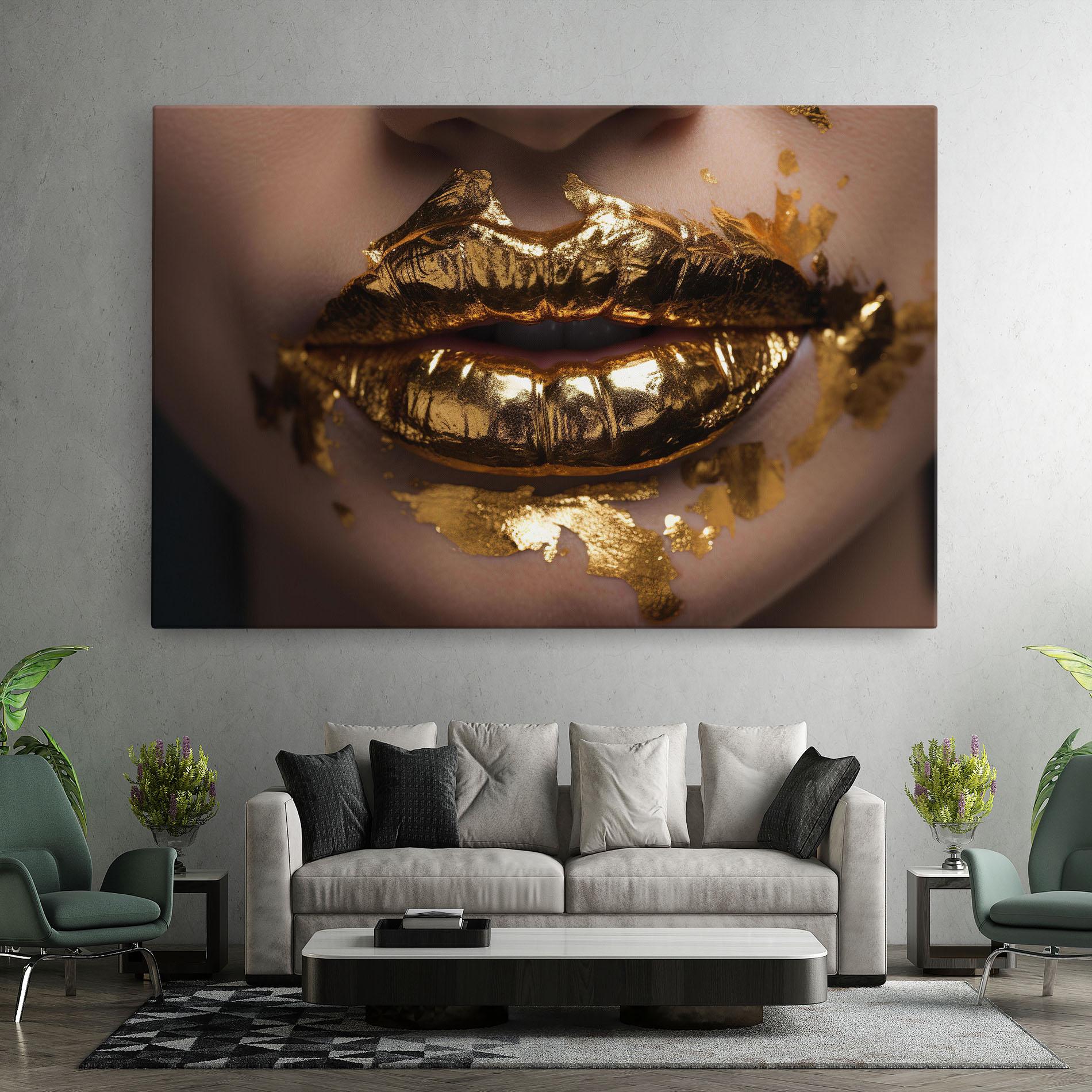Obraz na Płótnie Close Gold Lips mockup 7
