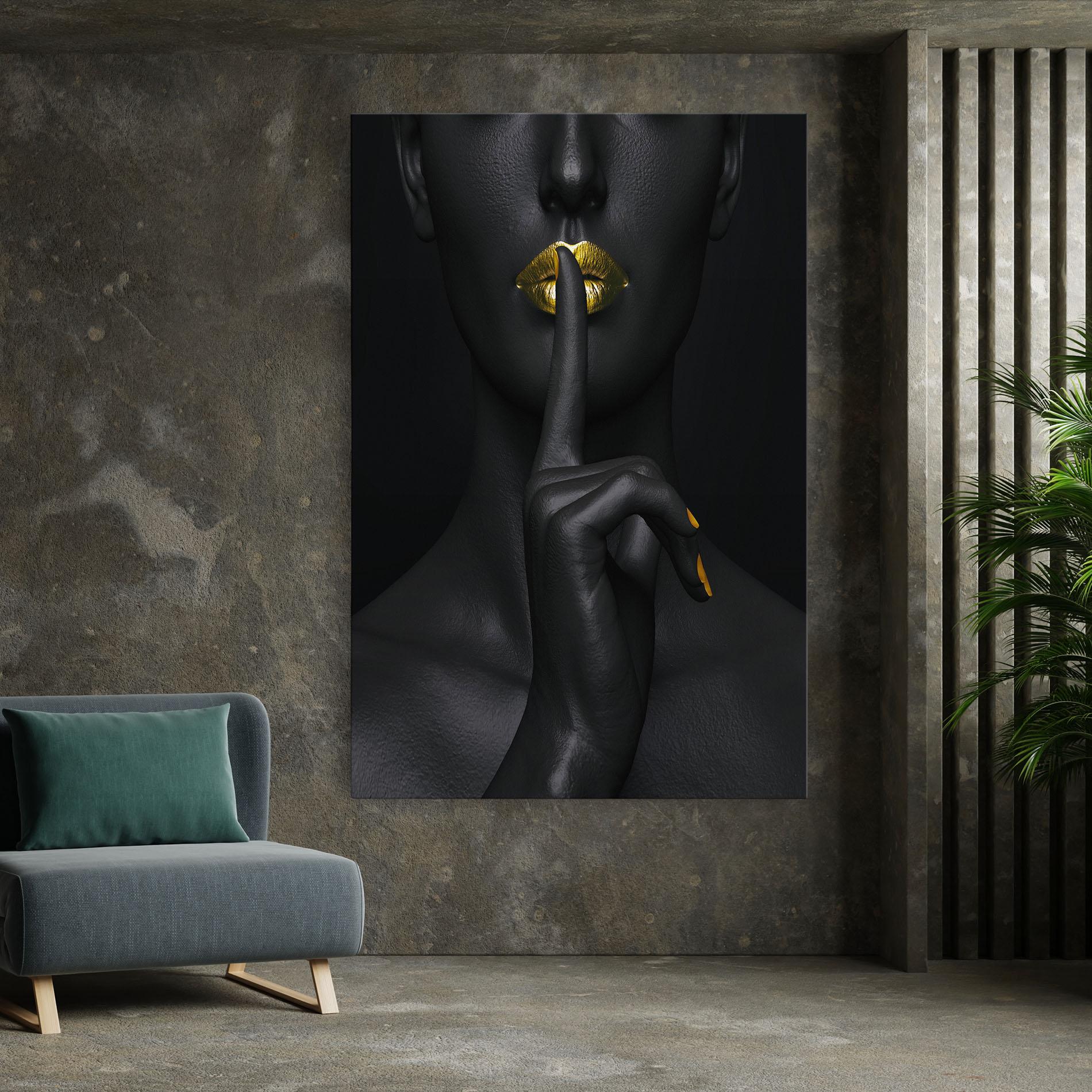 Obraz na Płótnie Silence Lips Portrait mockup 7