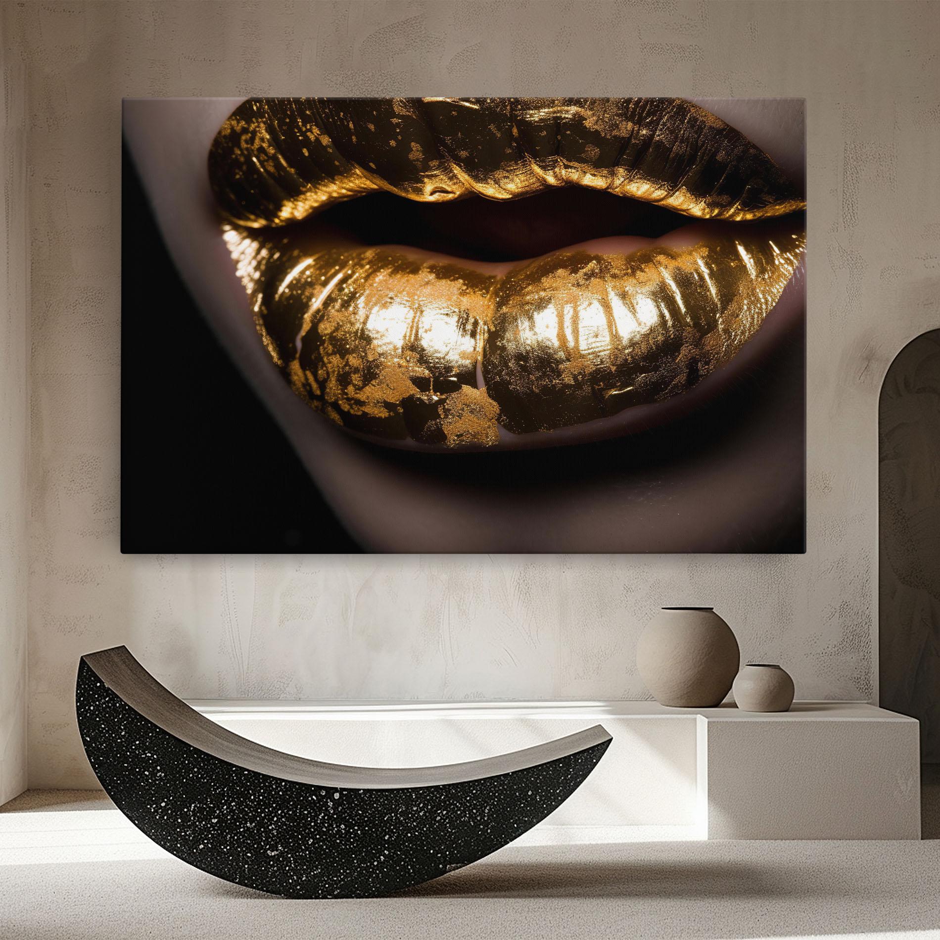 Obraz na Płótnie Big Gold Lips mockup 8