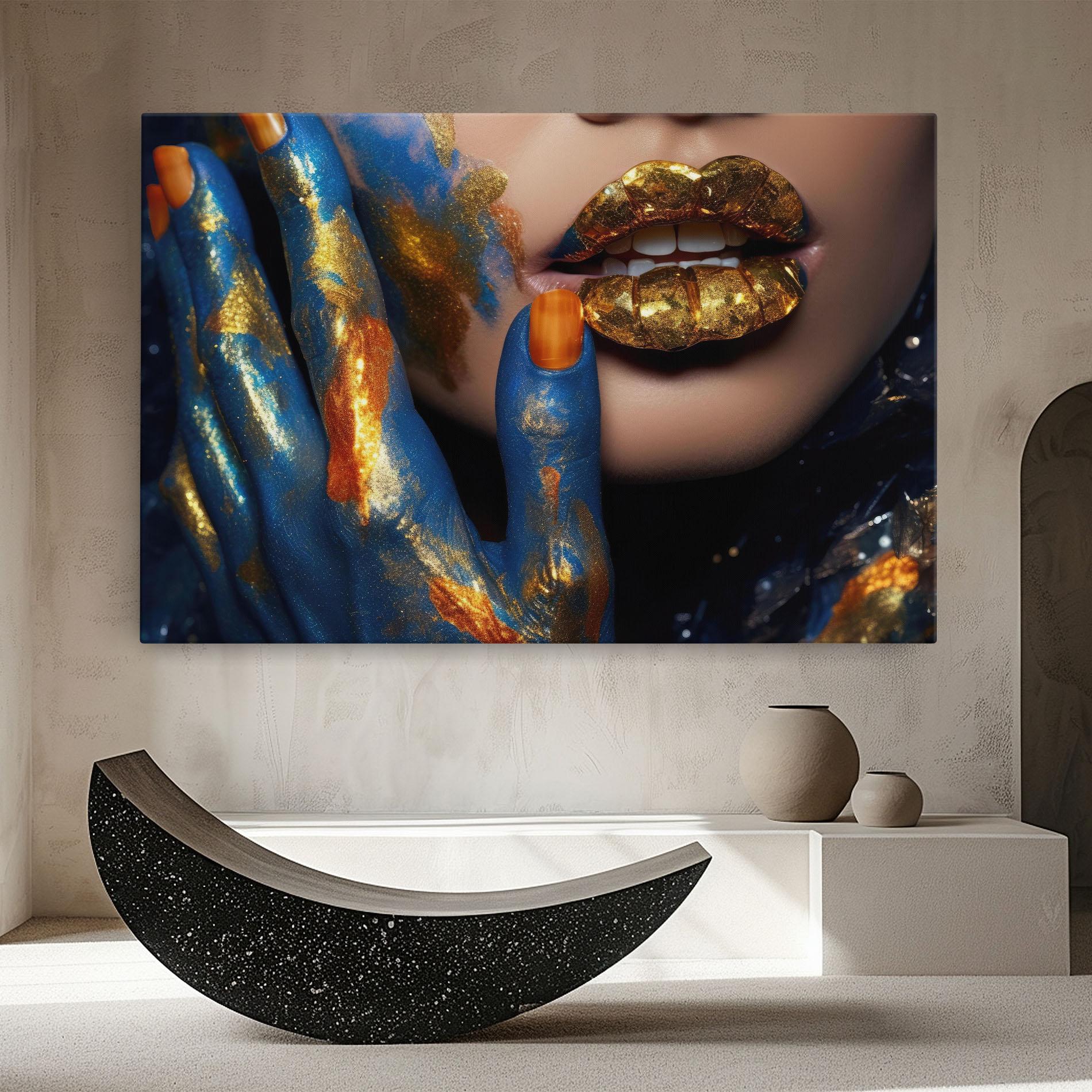 Obraz na Płótnie Blue Hand Lips mockup 8