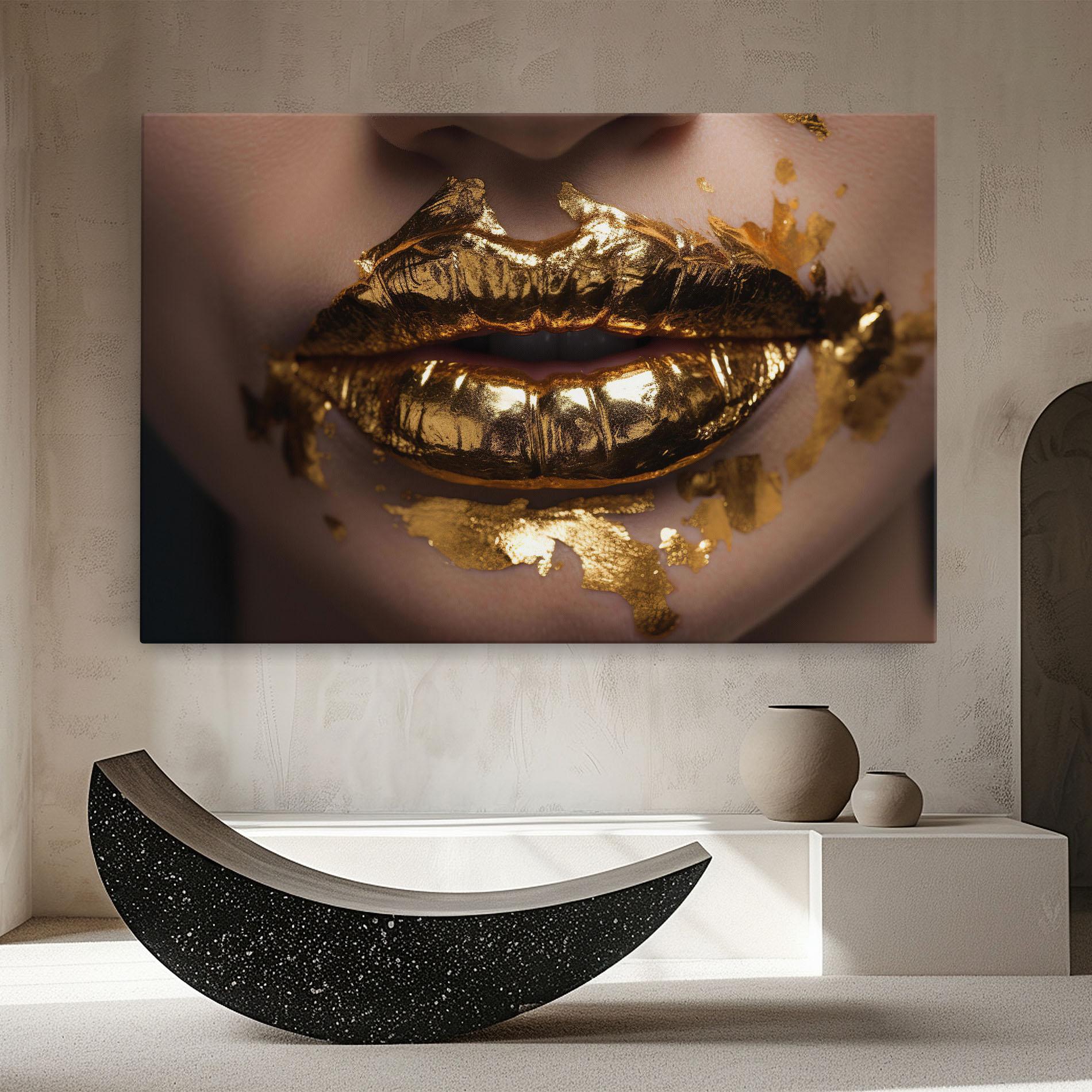 Obraz na Płótnie Close Gold Lips mockup 8