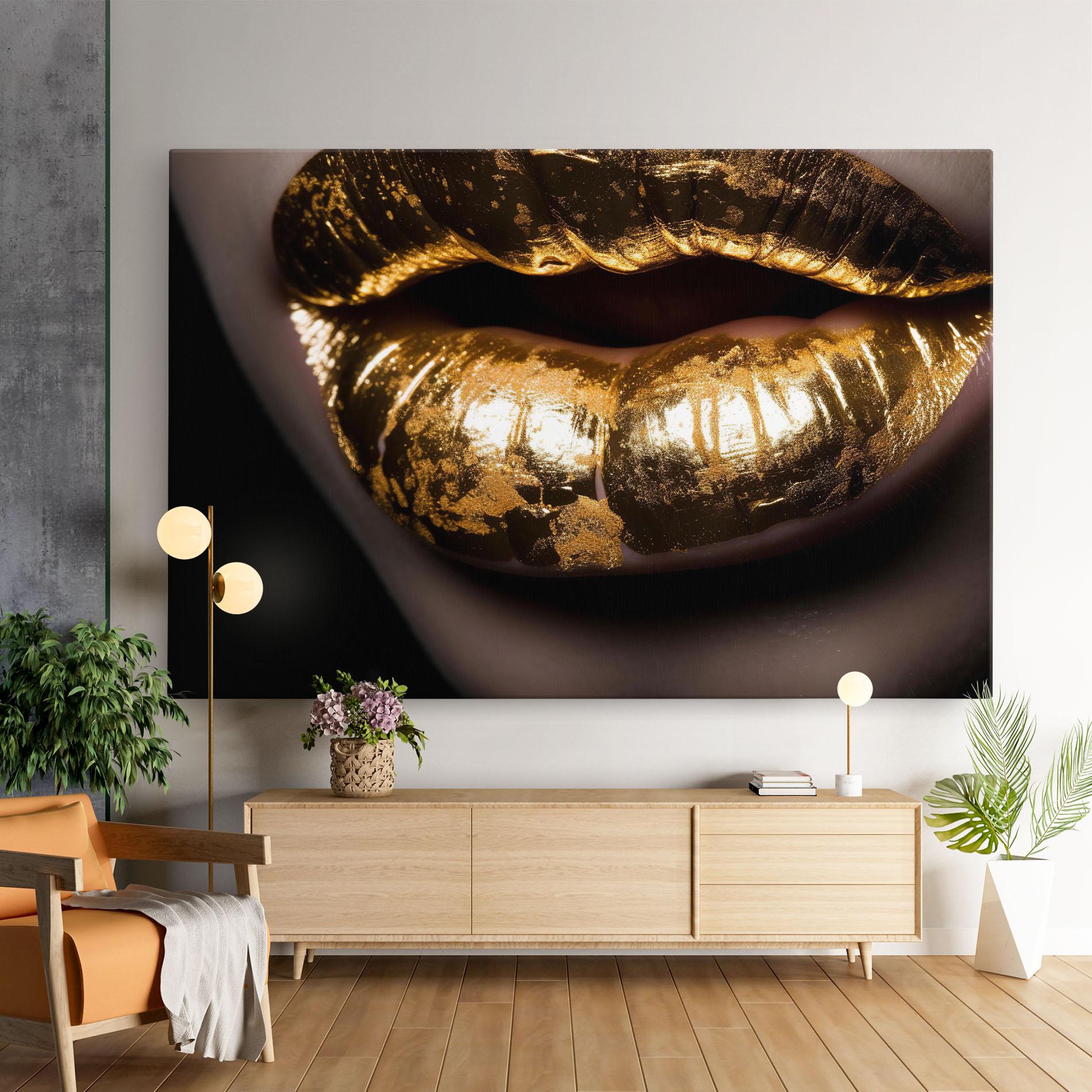 Obraz na Płótnie Big Gold Lips mockup 9