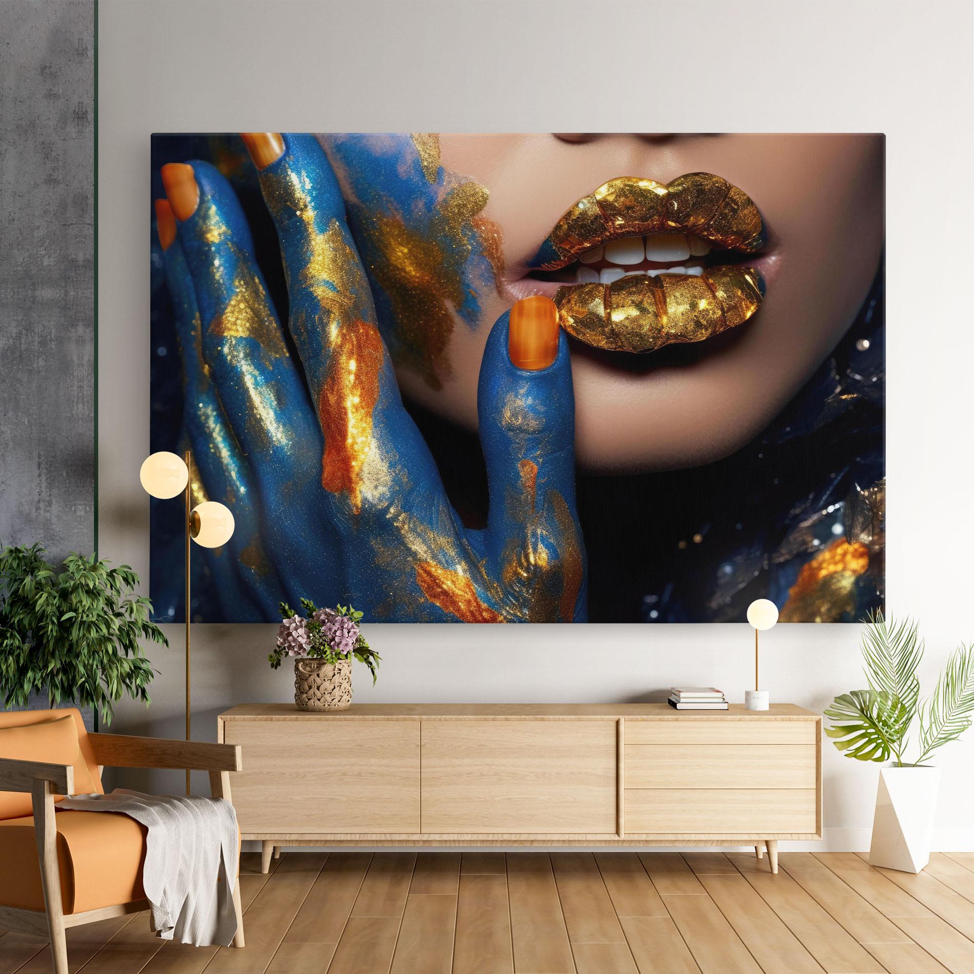 Obraz na Płótnie Blue Hand Lips mockup 9