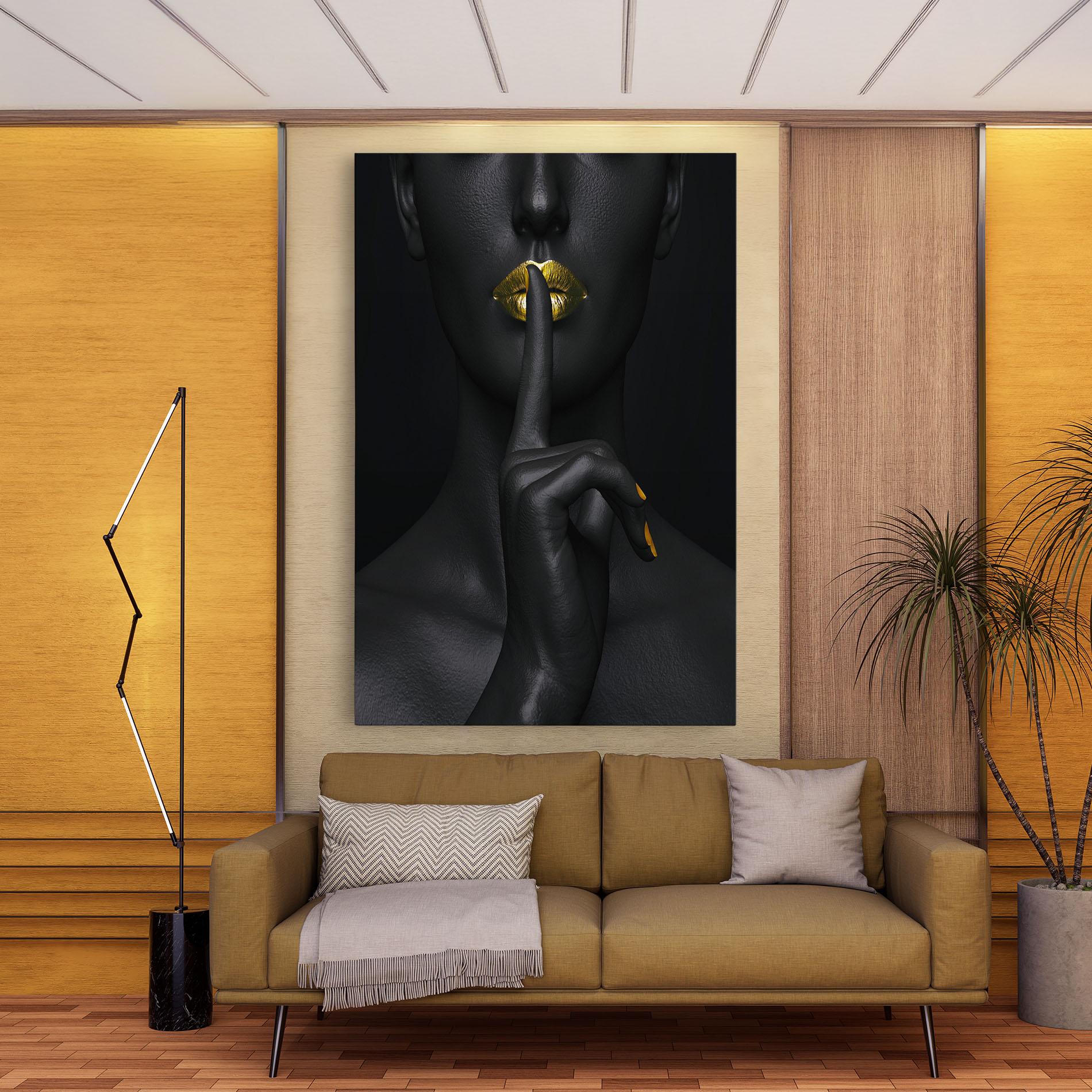 Obraz na Płótnie Silence Lips Portrait mockup 9