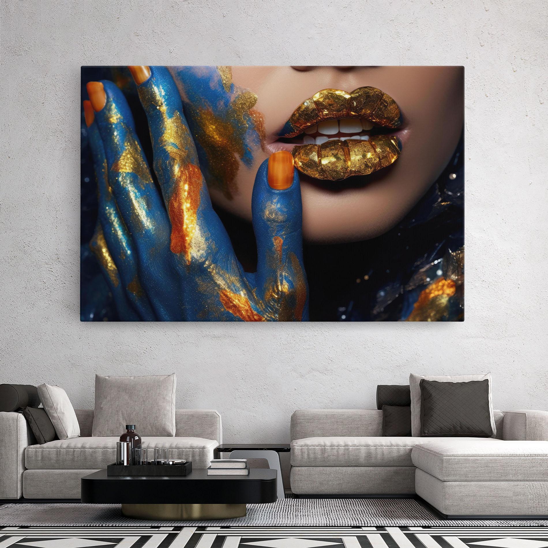 Obraz na Płótnie Blue Hand Lips mockup 2