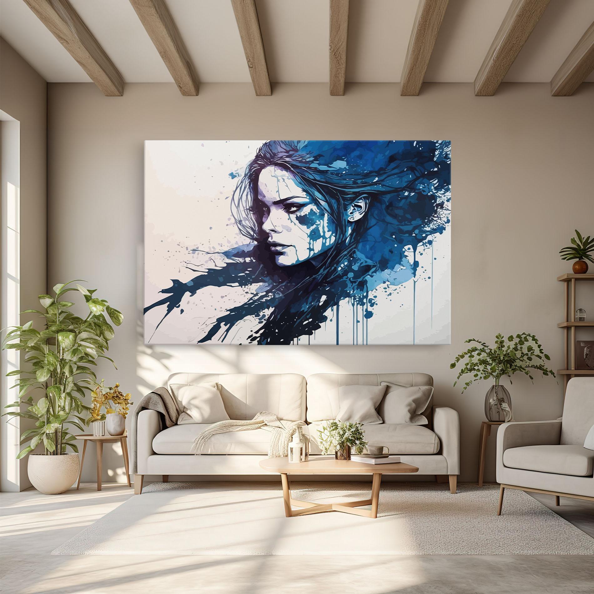 Obraz na Płótnie Blue Hair Portrait mockup 6