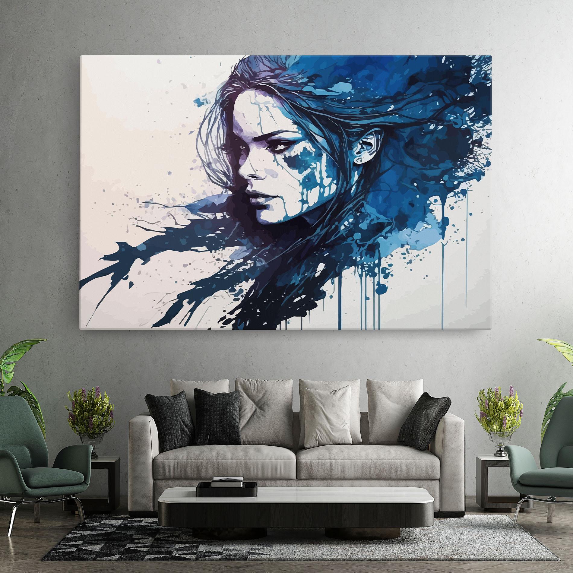 Obraz na Płótnie Blue Hair Portrait mockup 7