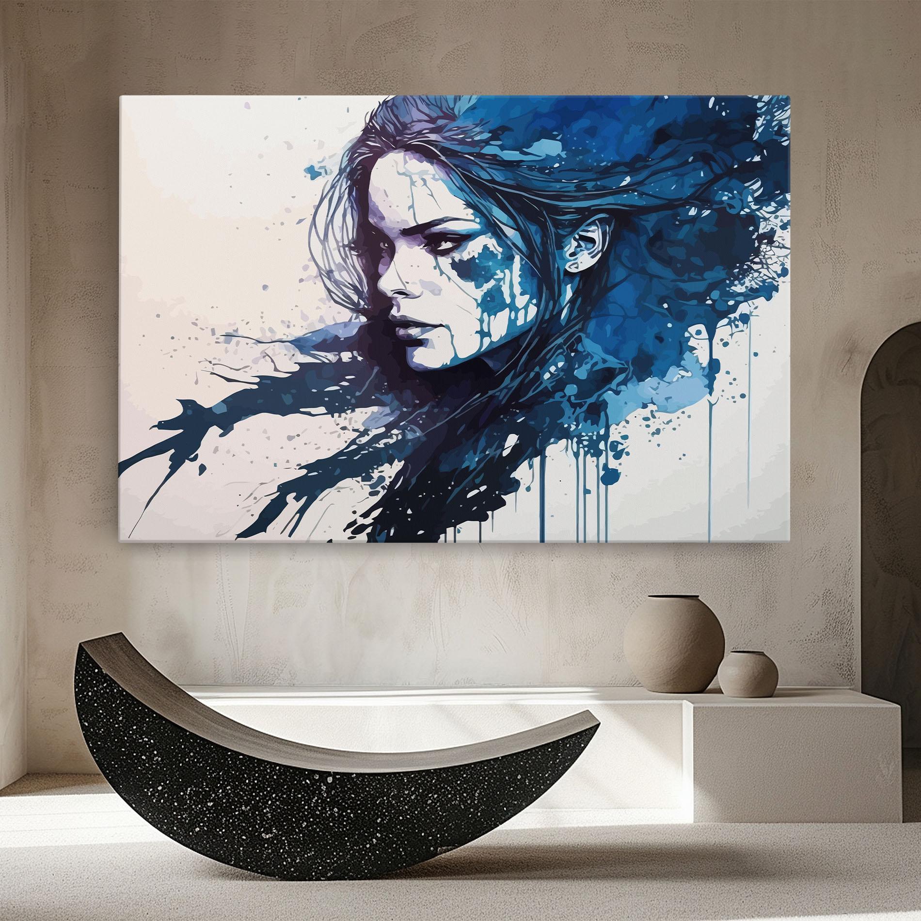 Obraz na Płótnie Blue Hair Portrait mockup 8