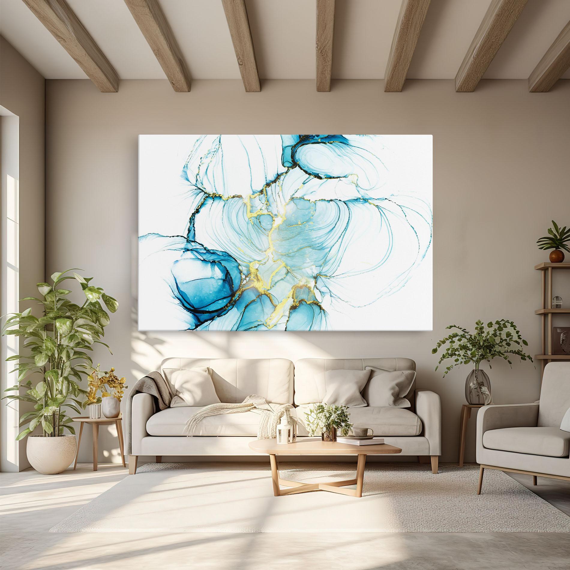 Obraz na Płótnie Artistic Gold Blue mockup 6