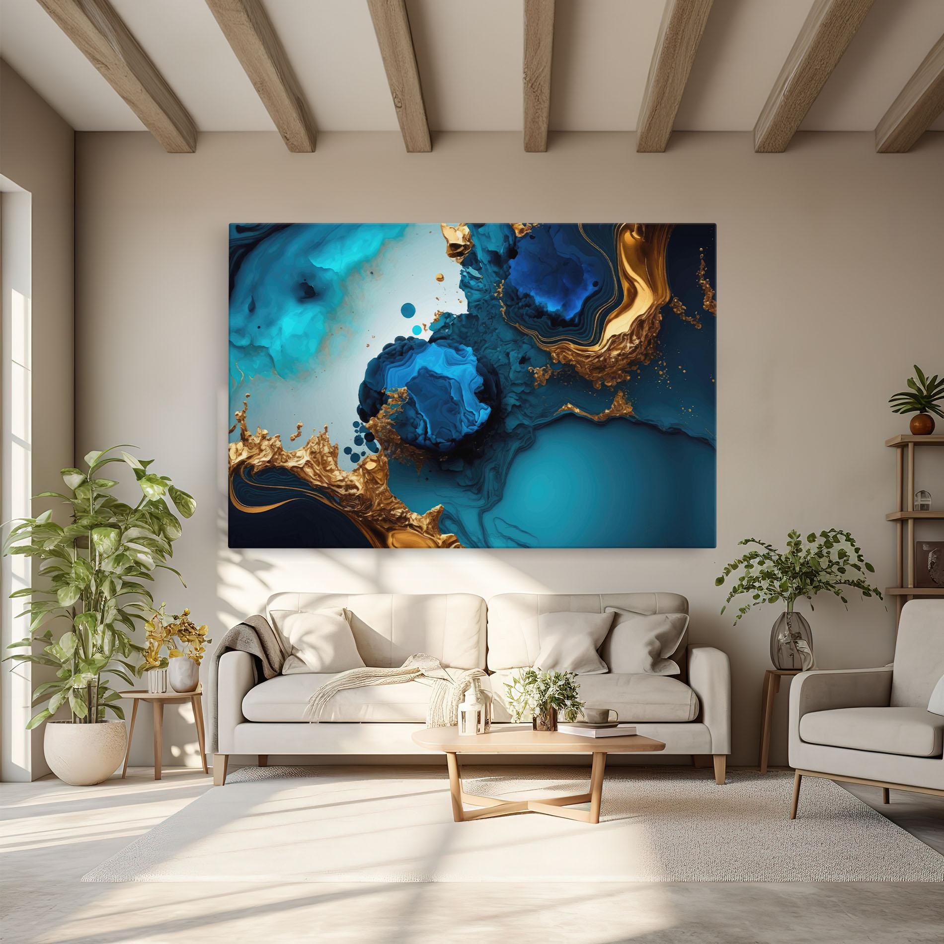 Obraz na Płótnie Blue Gold Wave mockup 6