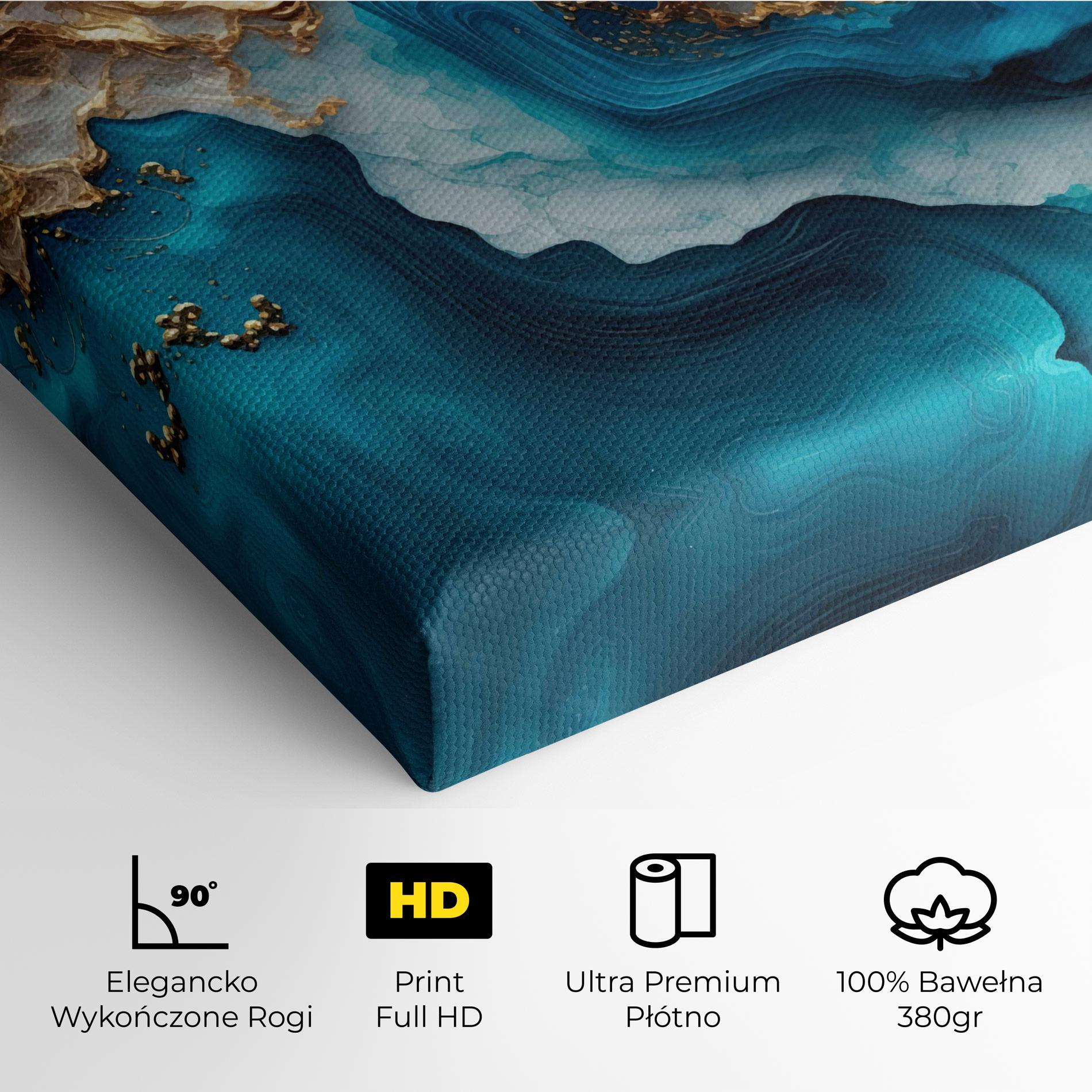 Obraz na Płótnie Gold Blue Art Wave mockup 4