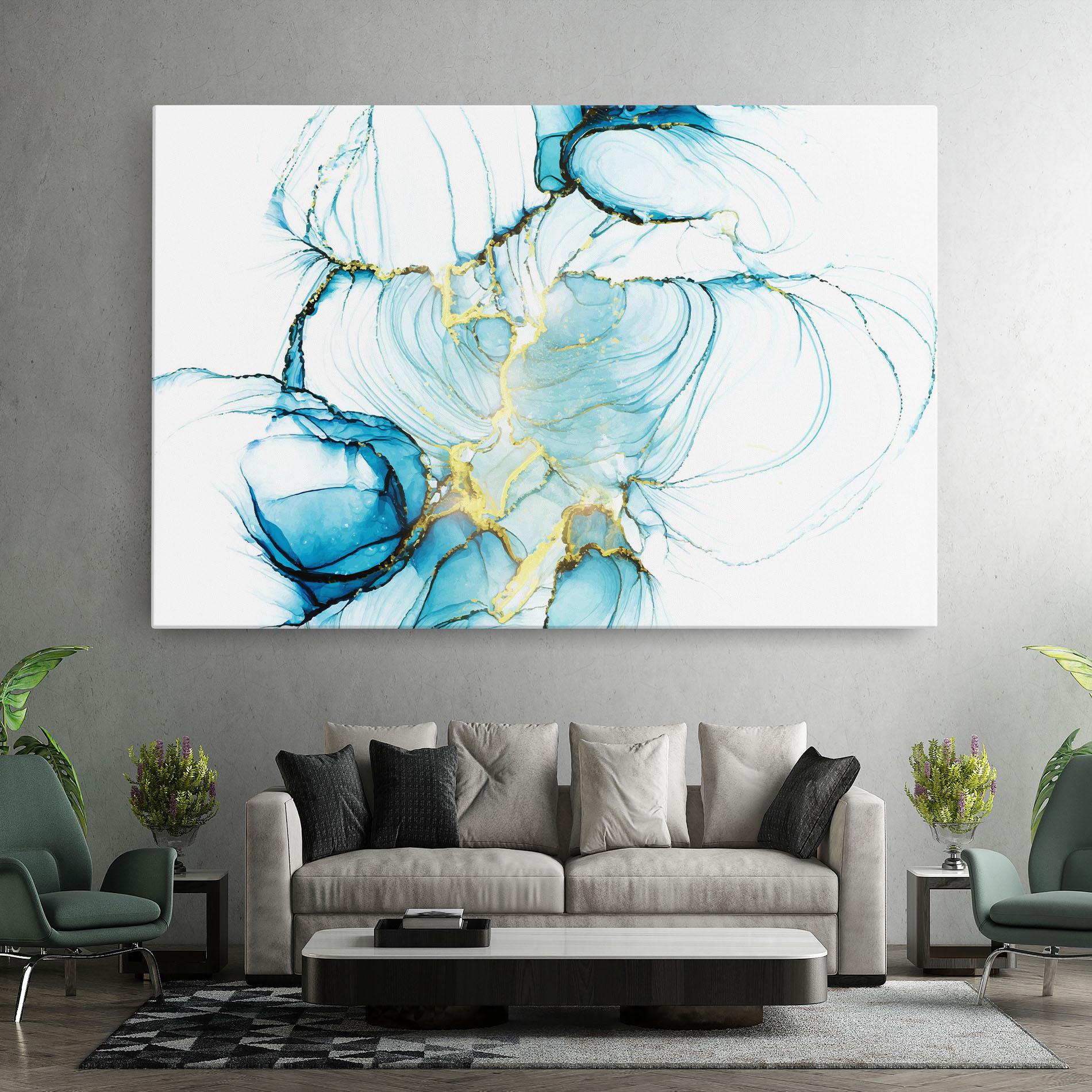 Obraz na Płótnie Artistic Gold Blue mockup 7