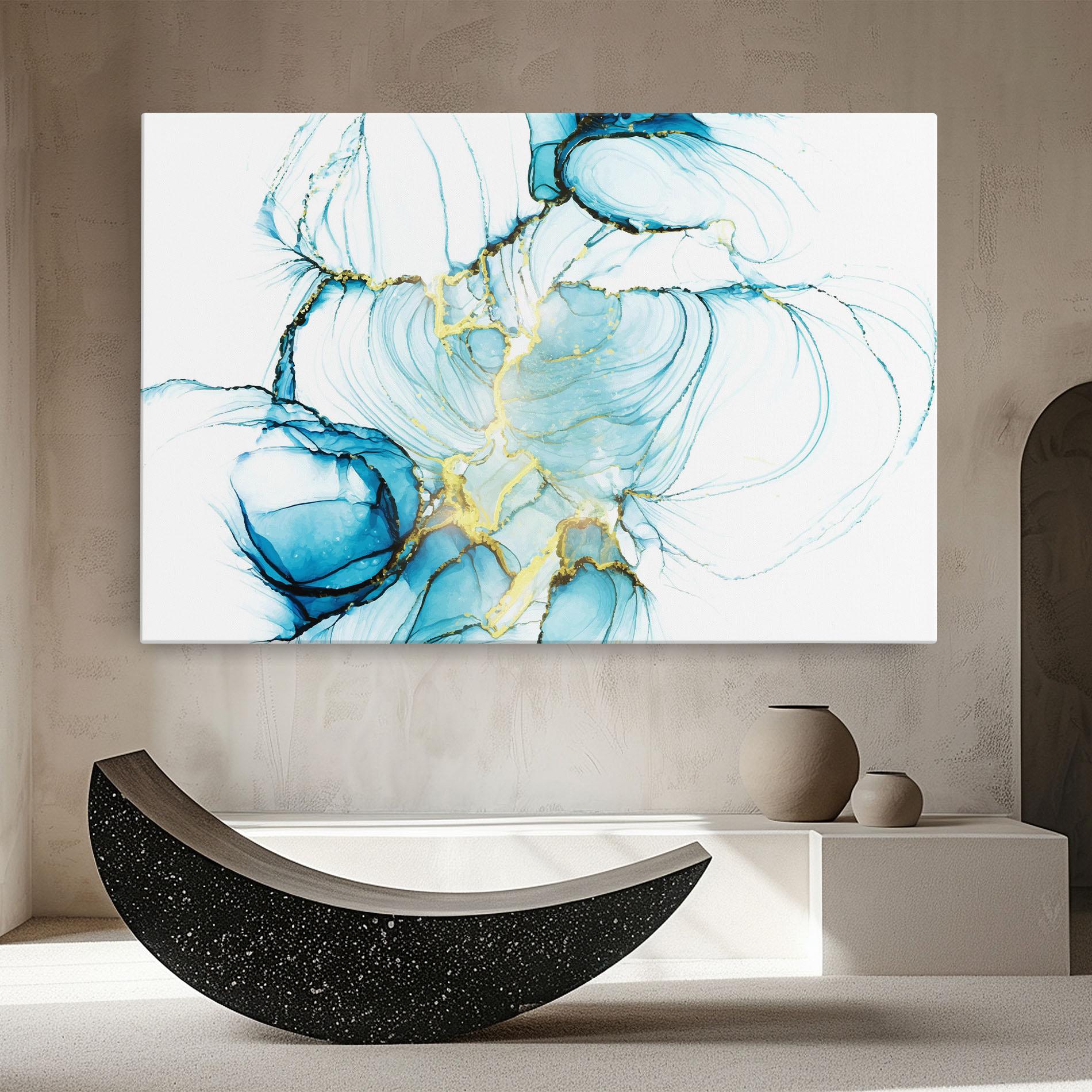 Obraz na Płótnie Artistic Gold Blue mockup 8