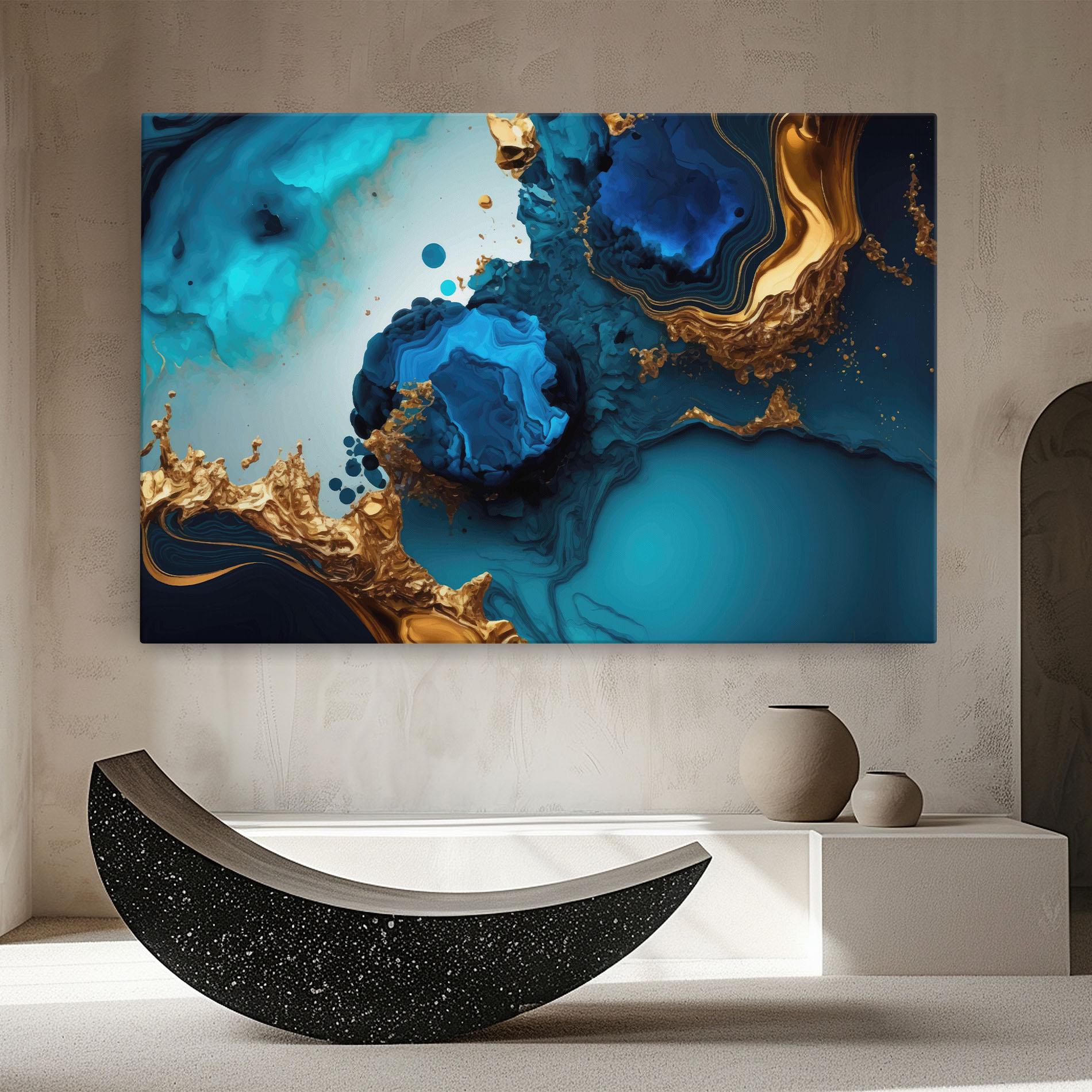 Obraz na Płótnie Blue Gold Wave mockup 8