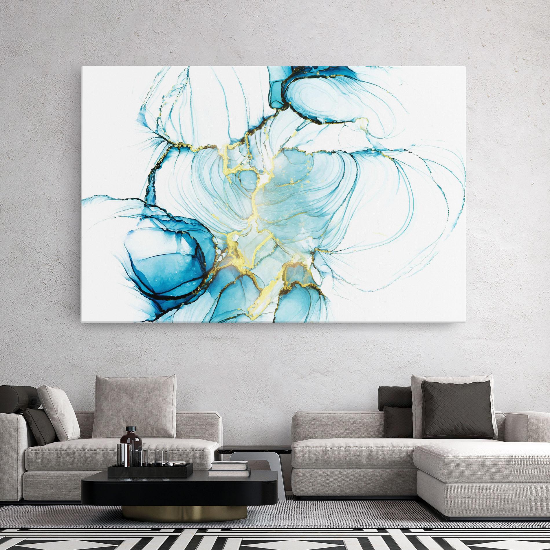 Obraz na Płótnie Artistic Gold Blue mockup 2