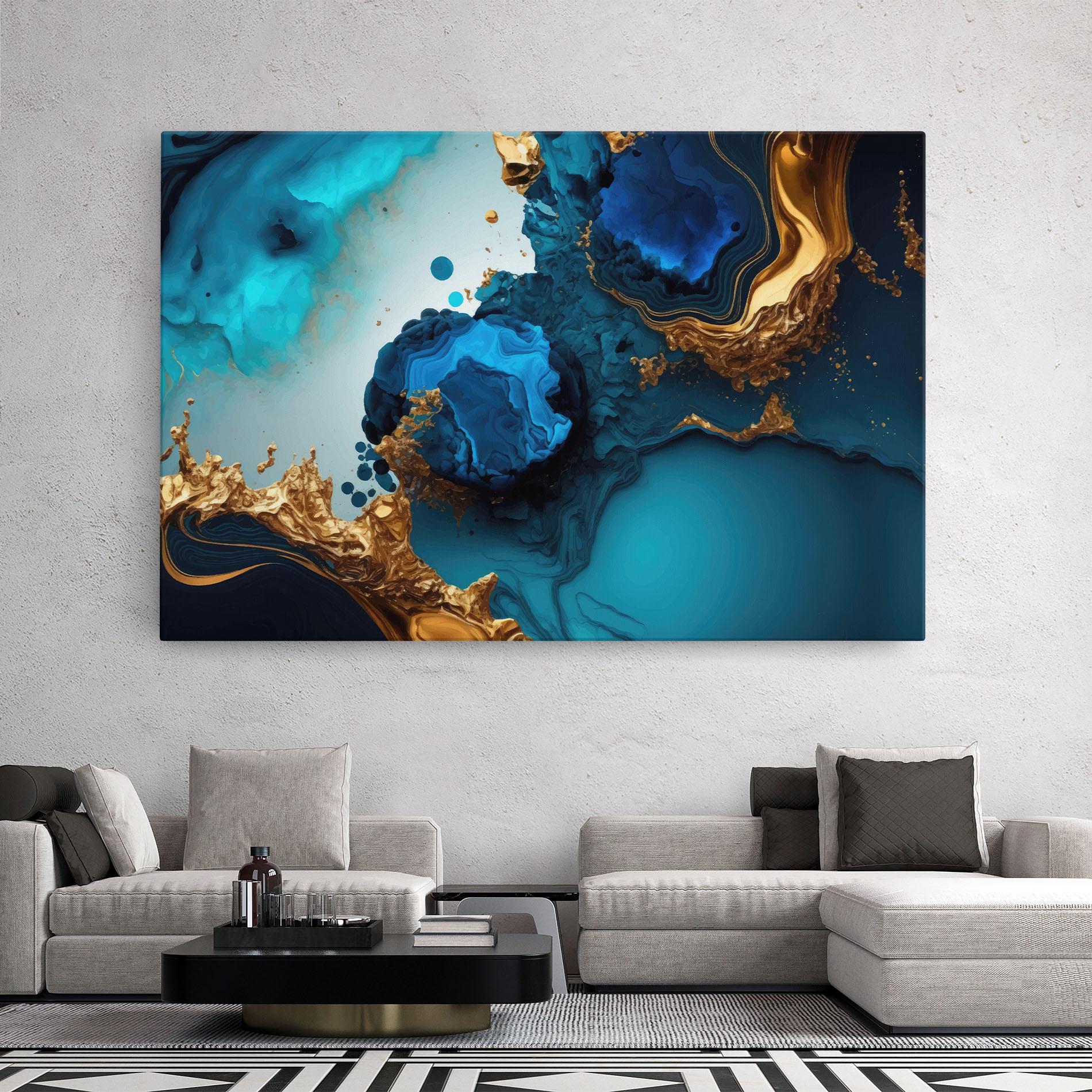 Obraz na Płótnie Blue Gold Wave mockup 2