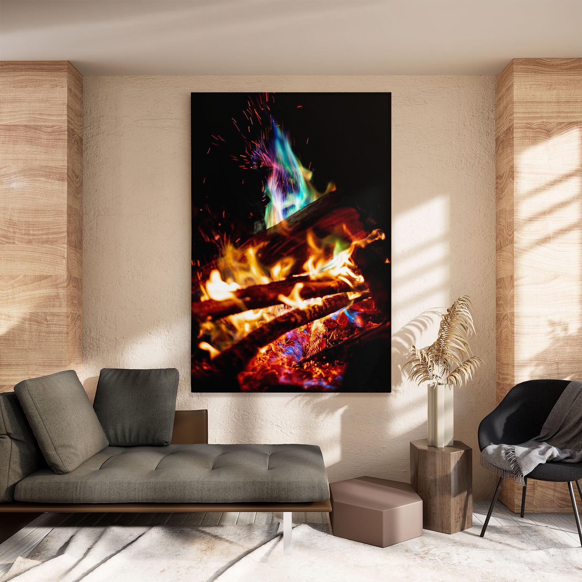 Obraz na Płótnie Blue Green Fire mockup 8