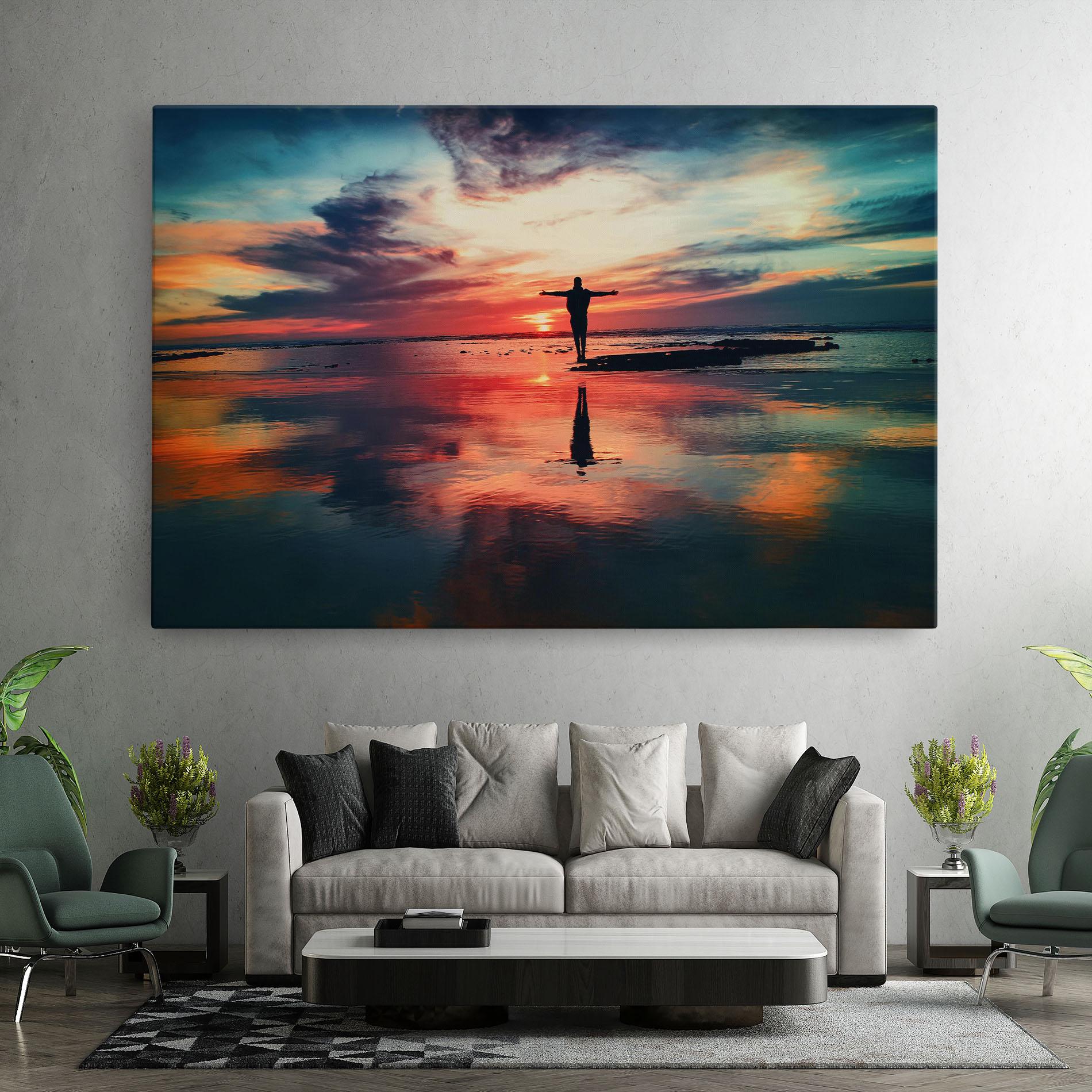 Obraz na Płótnie Pink Purple Sky Man mockup 7