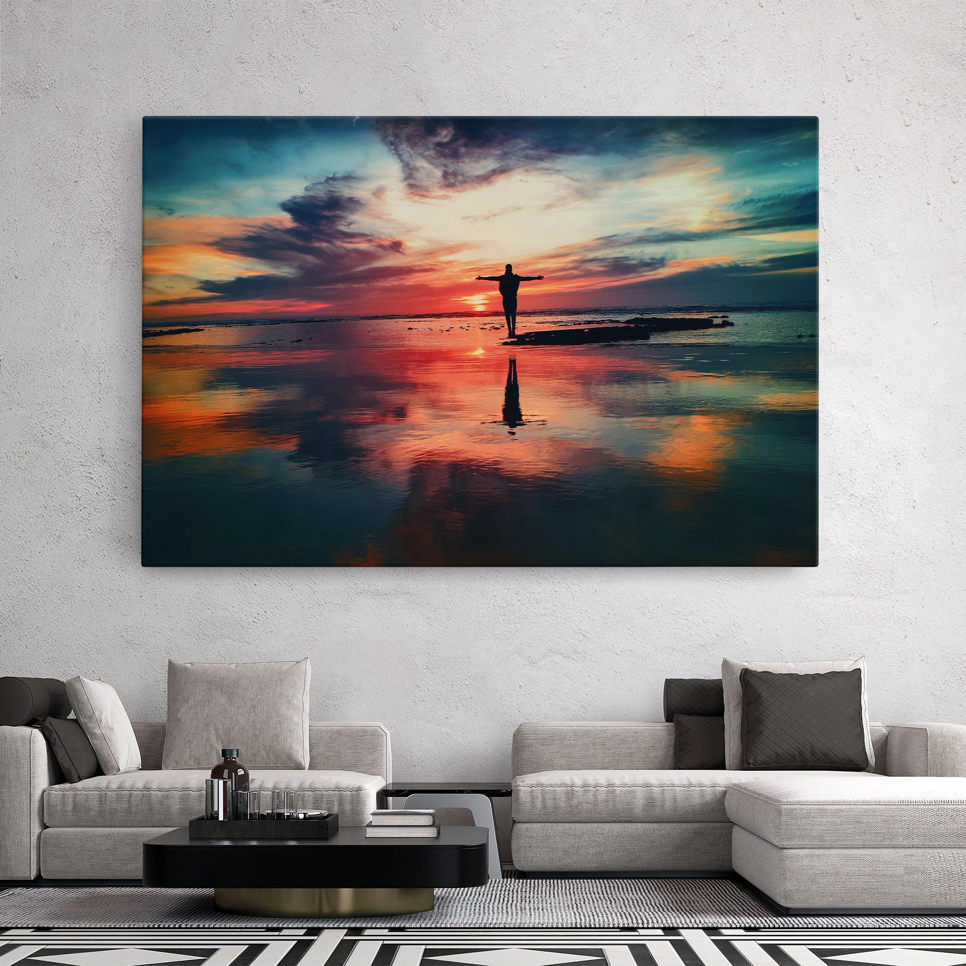 Obraz na Płótnie Pink Purple Sky Man mockup 2