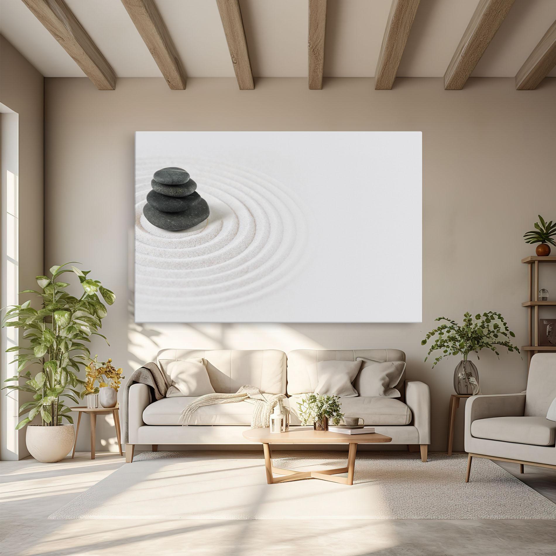 Obraz na Płótnie Black Stones Sand mockup 6