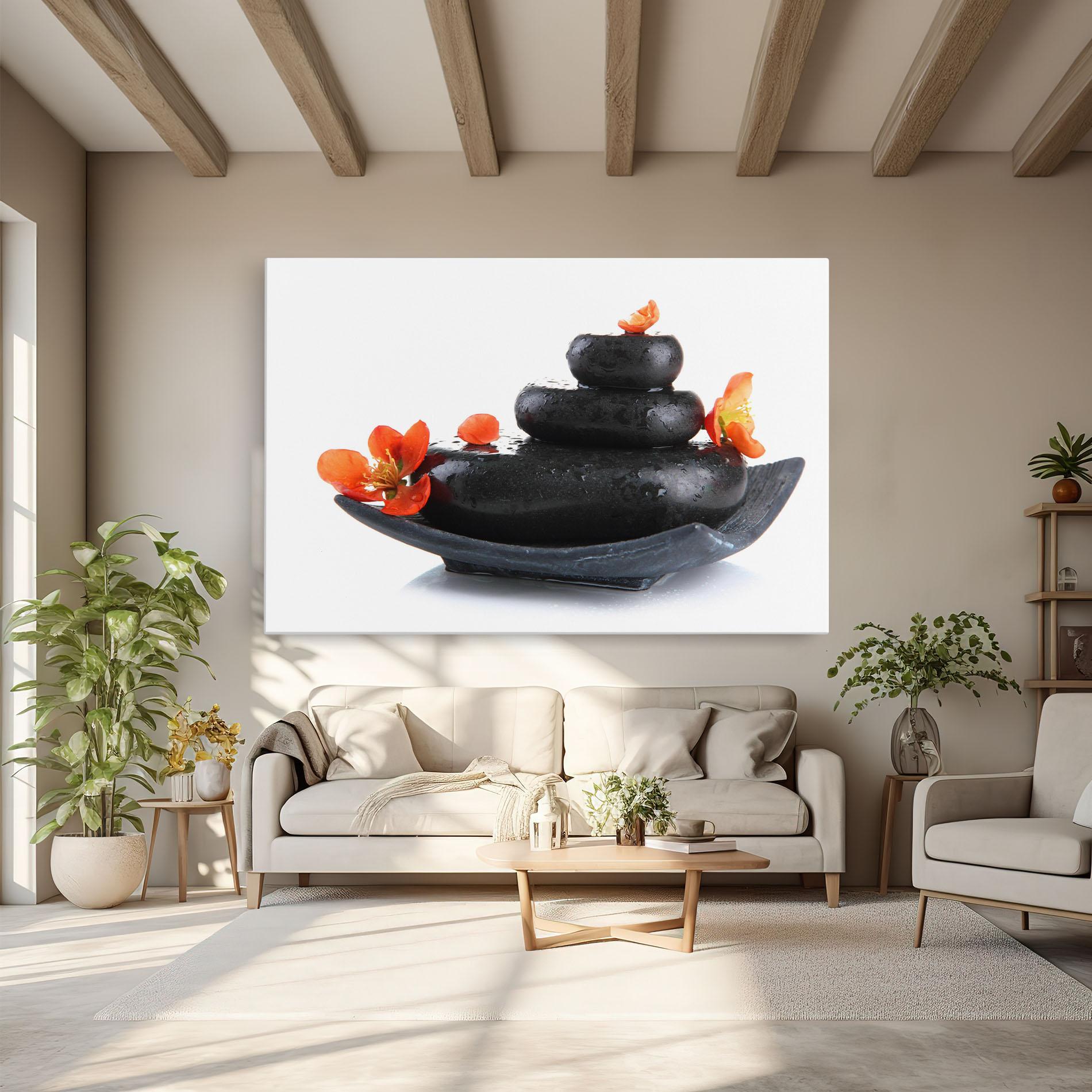 Obraz na Płótnie Spa Stones Flowers mockup 6