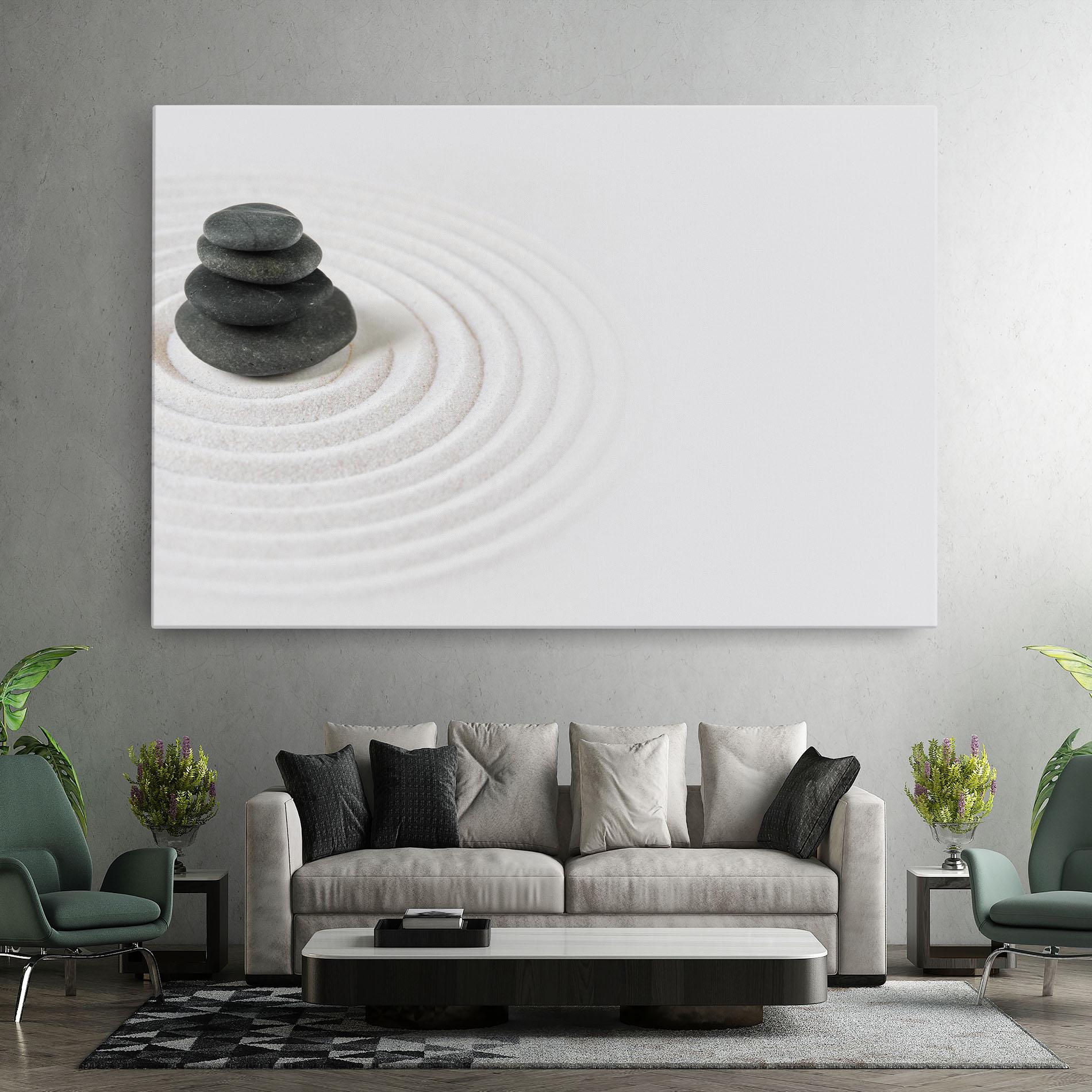 Obraz na Płótnie Black Stones Sand mockup 7