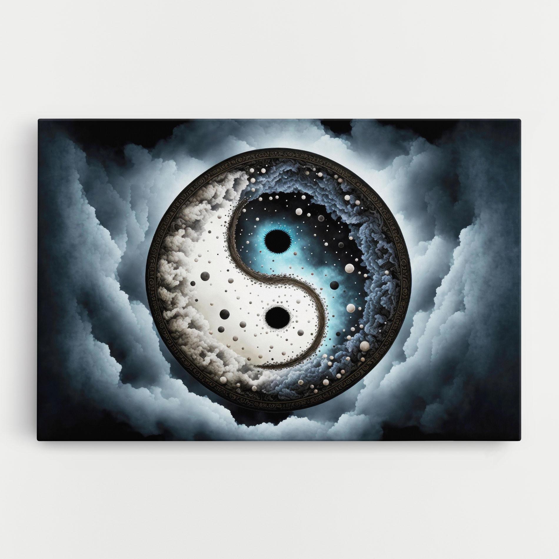 Obraz na Płótnie Black Blue Yinyang mockup 0