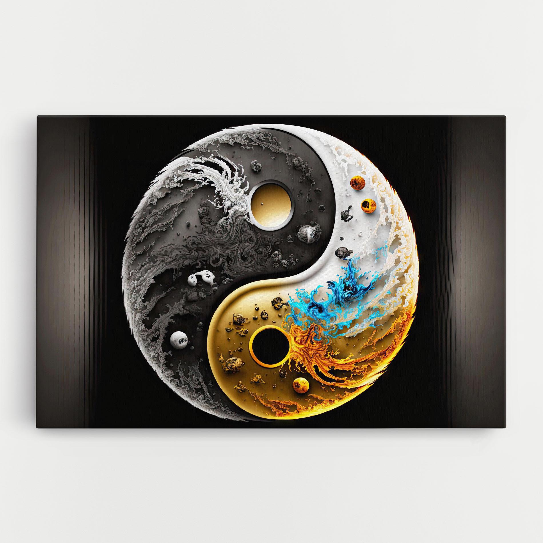 Obraz na Płótnie Black Yellow Yinyang mockup 0