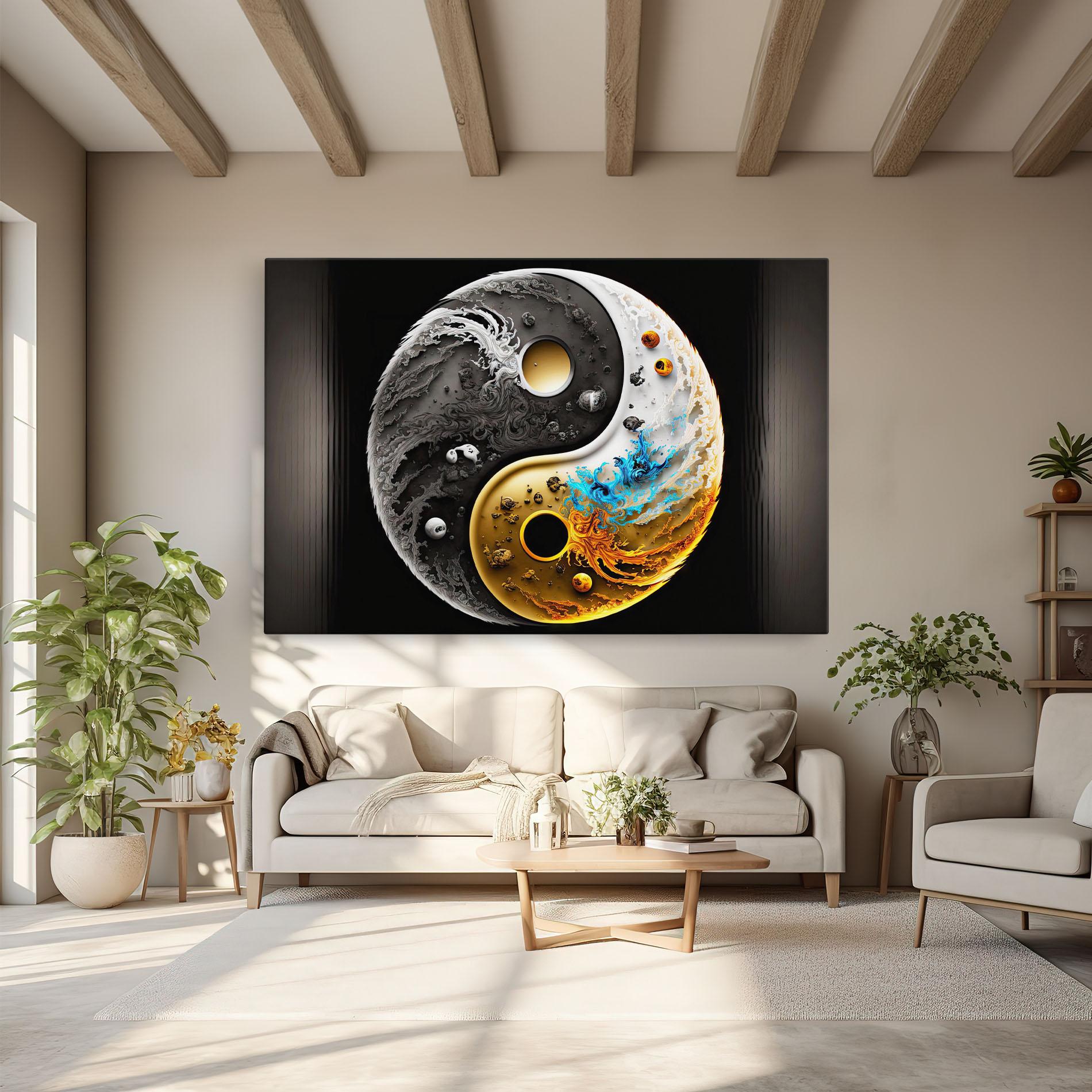 Obraz na Płótnie Black Yellow Yinyang mockup 6