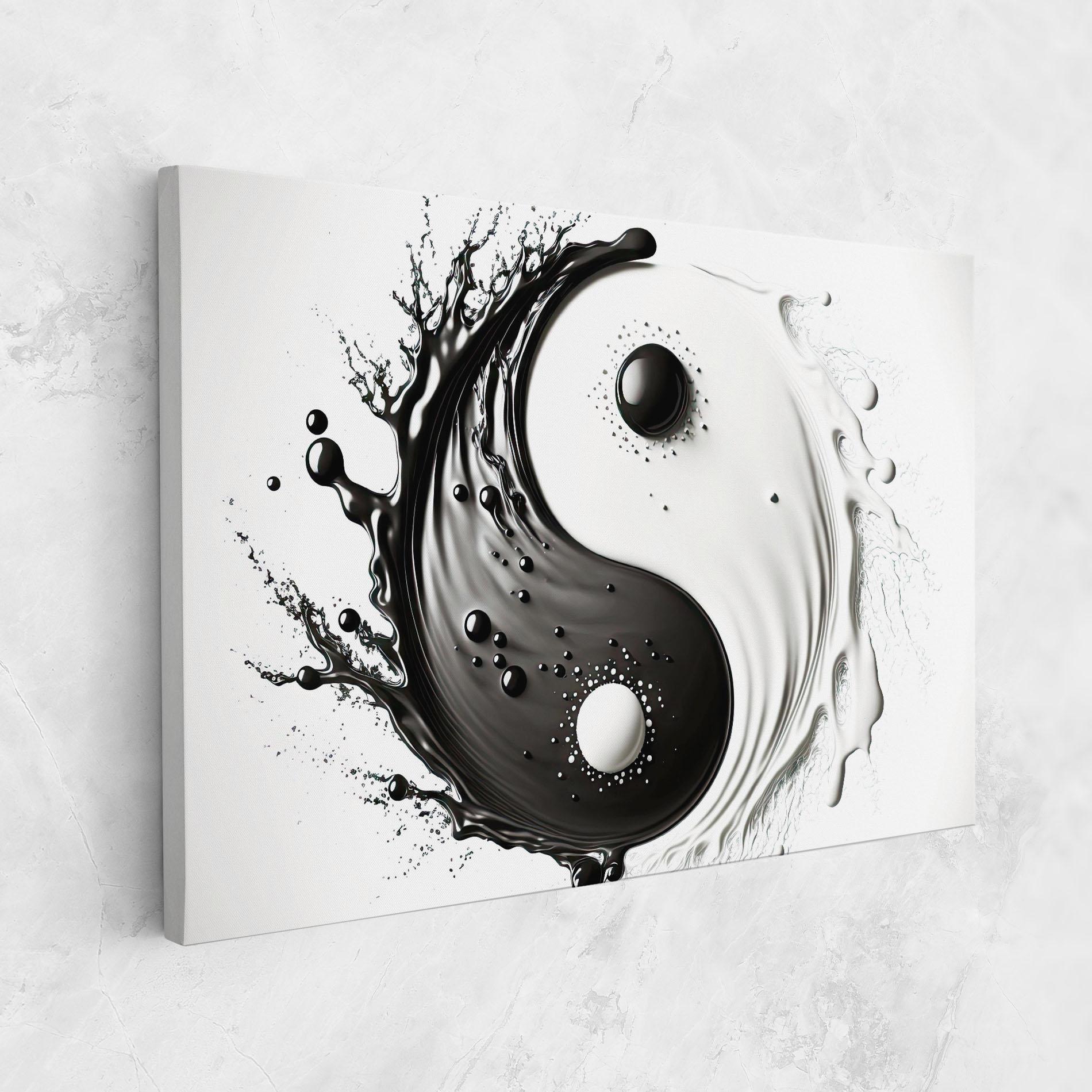 Obraz na Płótnie Black Liquid Yinyang mockup 1