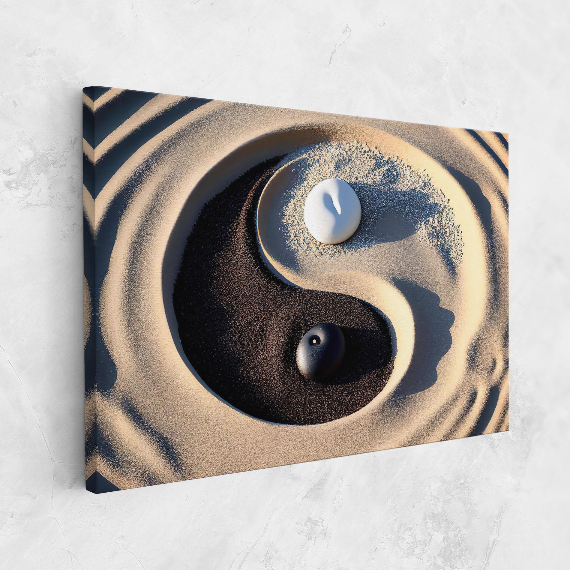 Obraz na Płótnie Black Sand Yinyang mockup 1