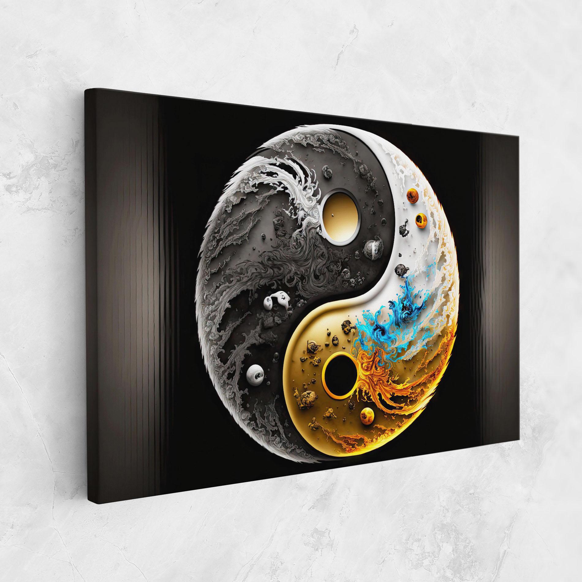 Obraz na Płótnie Black Yellow Yinyang mockup 1