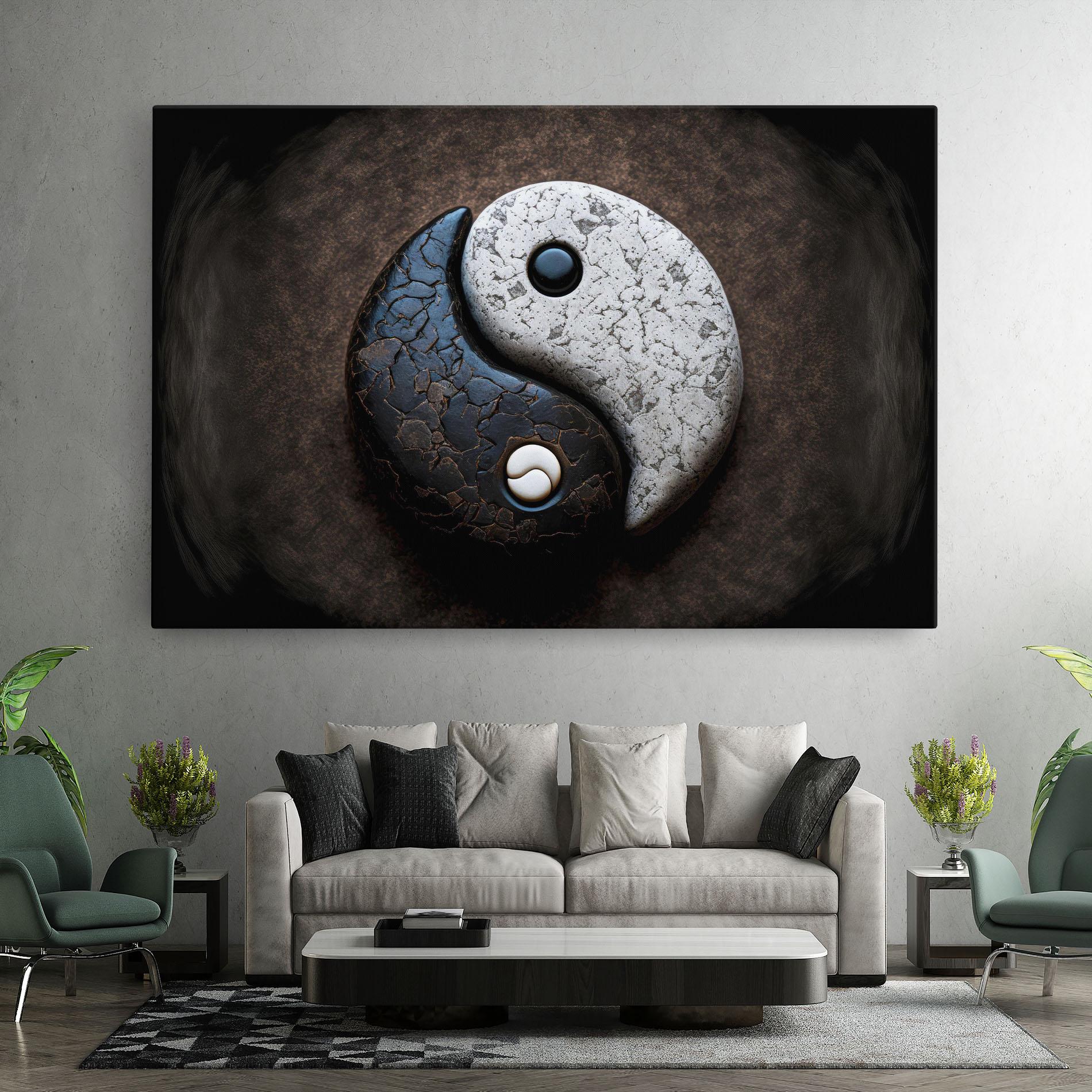 Obraz na Płótnie Black Stone Yinyang mockup 7