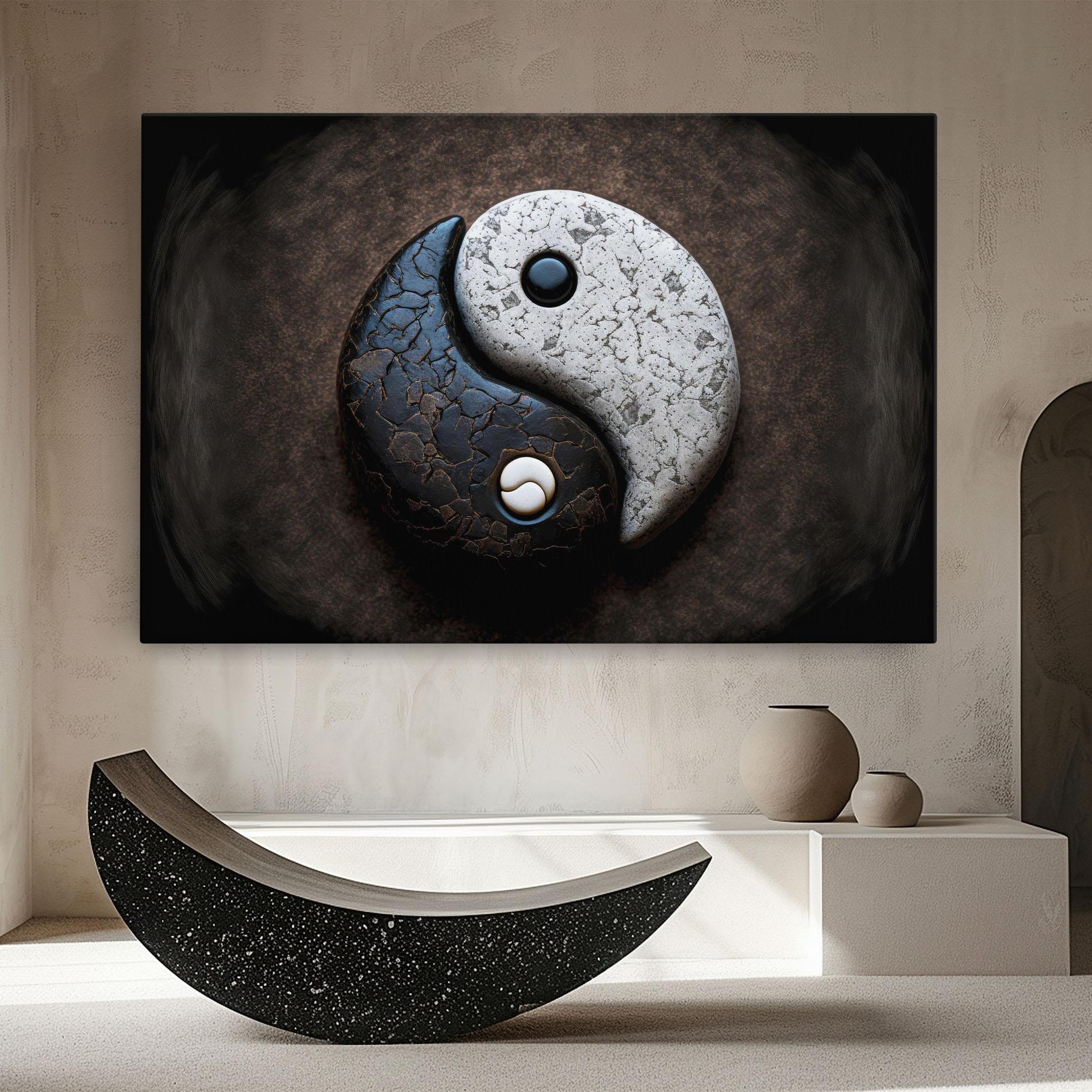 Obraz na Płótnie Black Stone Yinyang mockup 8