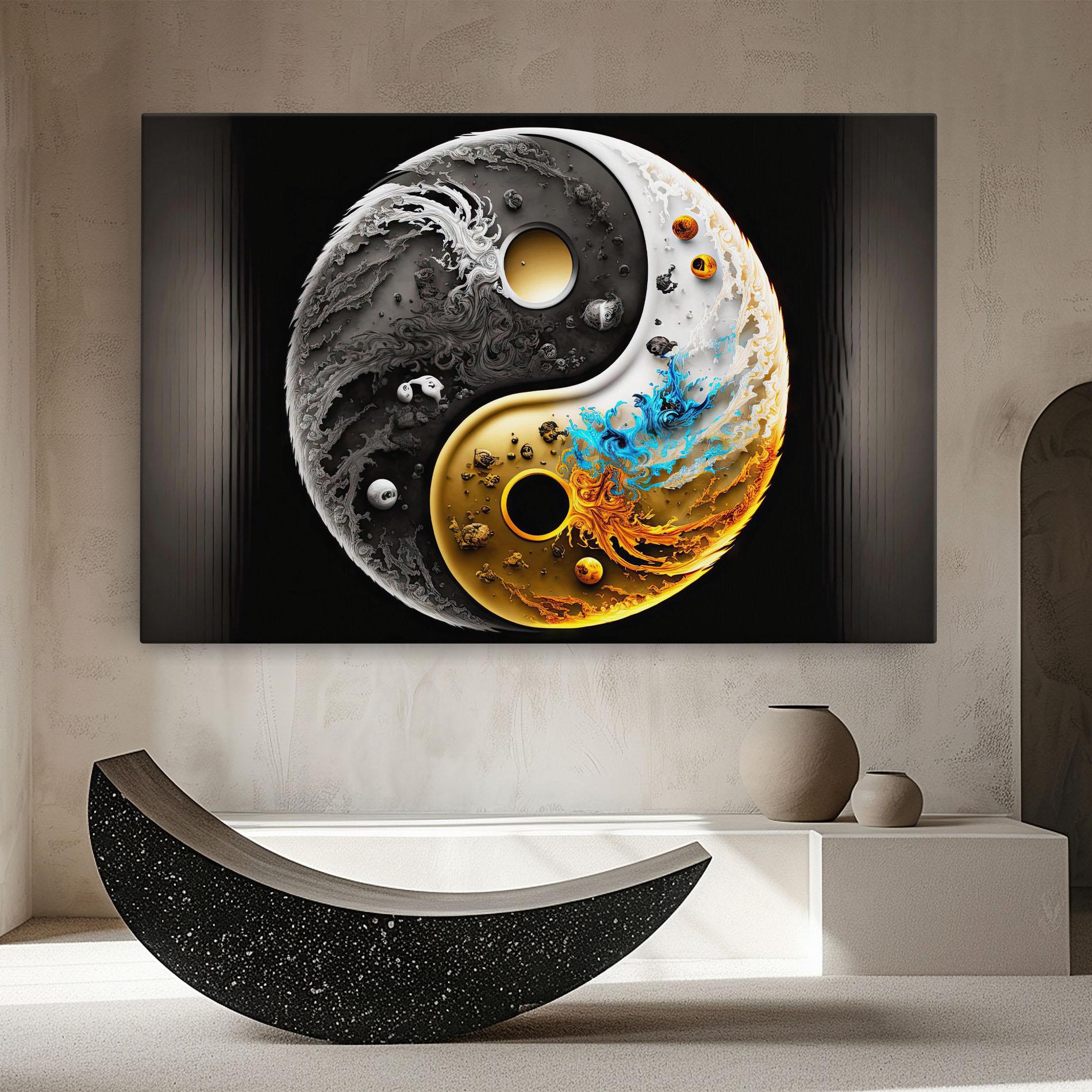 Obraz na Płótnie Black Yellow Yinyang mockup 8