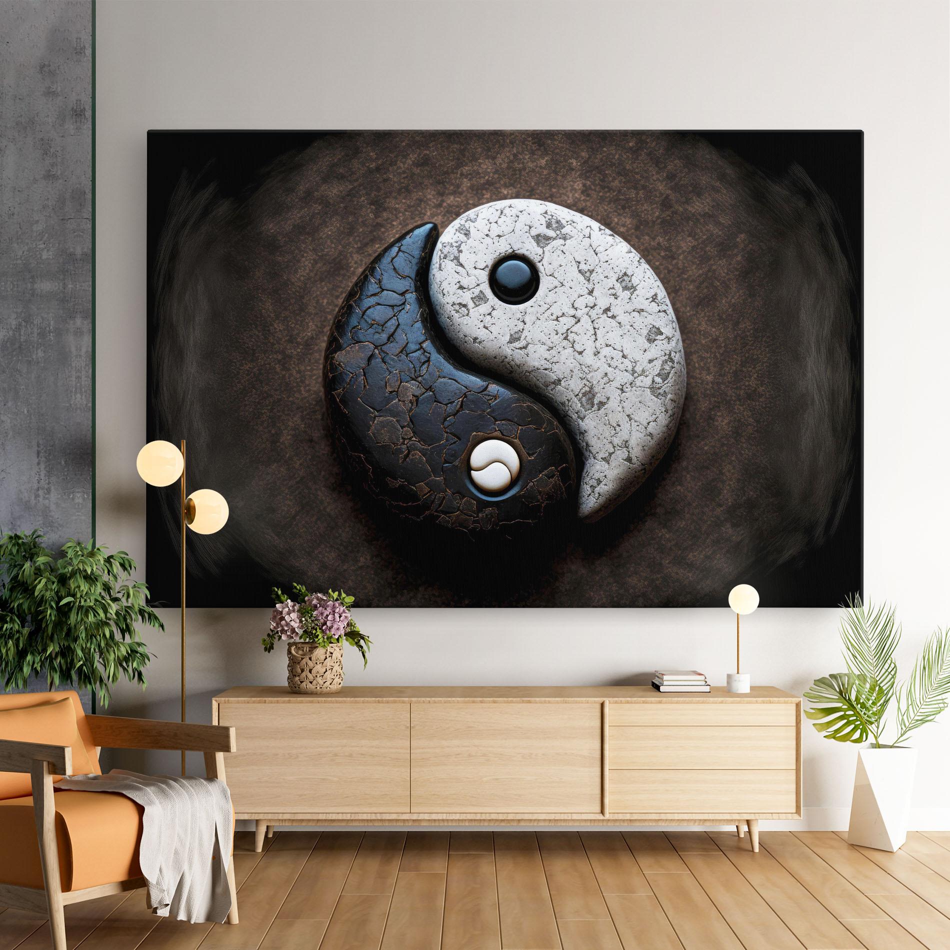 Obraz na Płótnie Black Stone Yinyang mockup 9